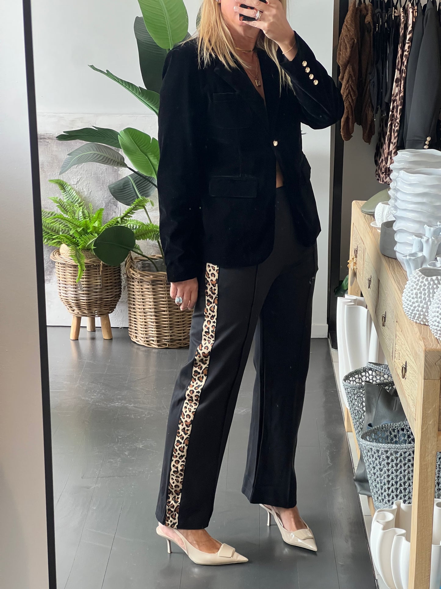 Leopard Stripe Ponti Pintuck Pant