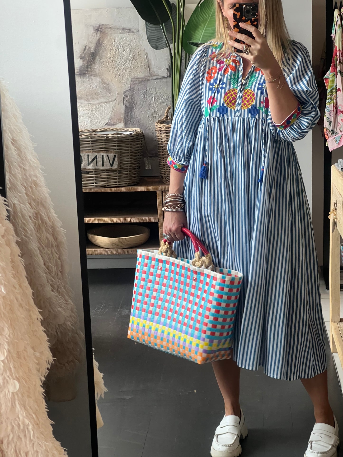 Santorini Cotton Embroidered Beach Dress