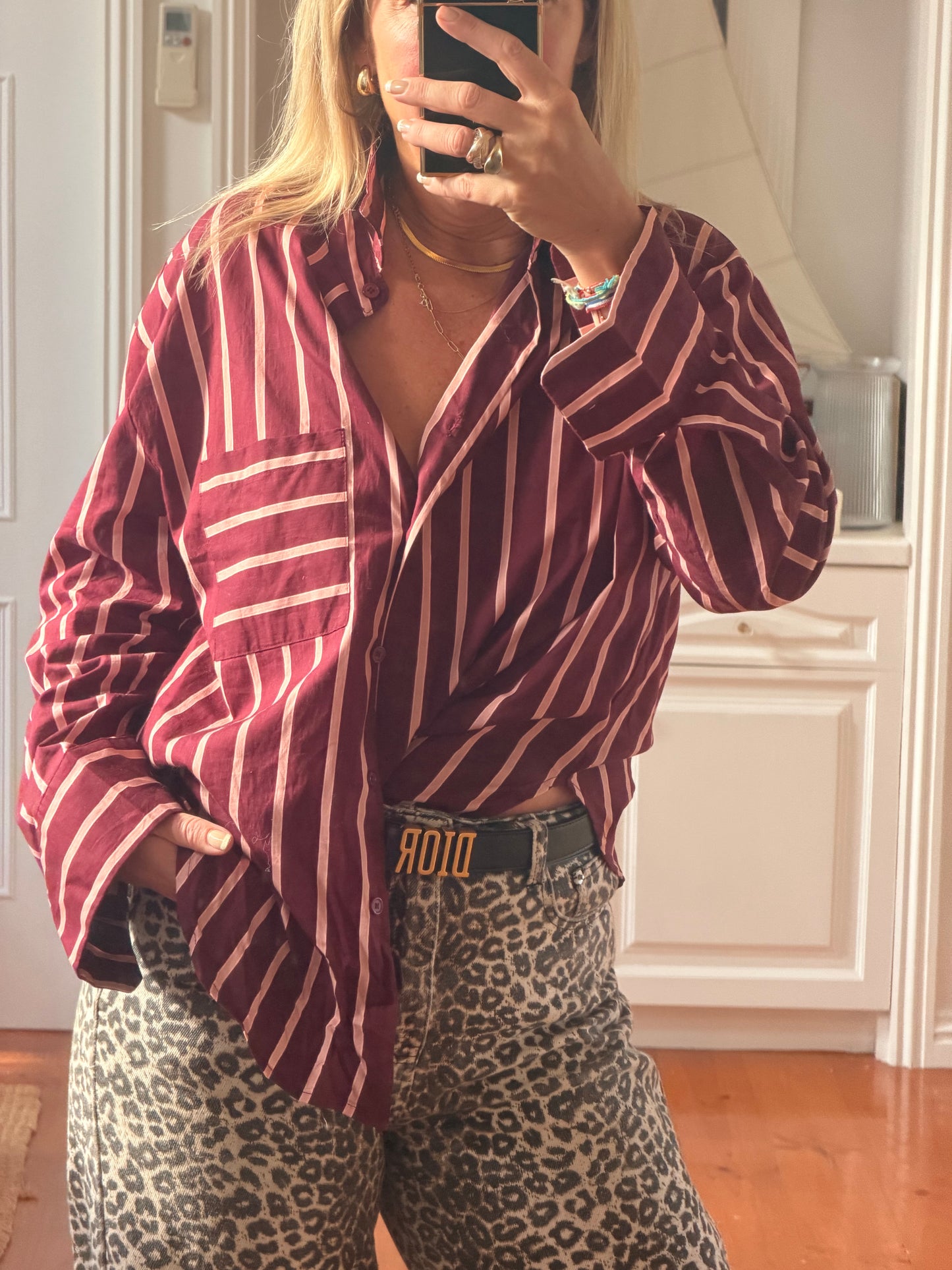 Plum & Pink Stripe Cotton Shirt