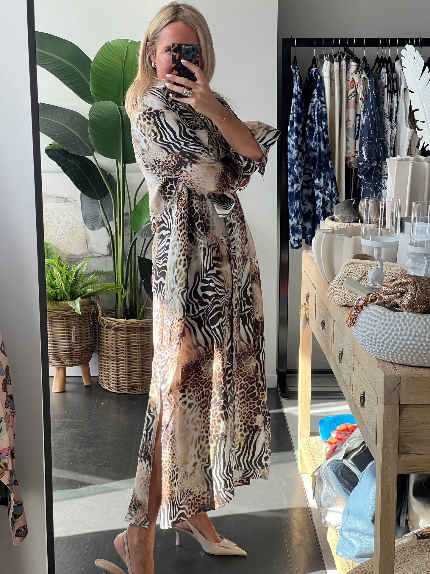 Reptile Maxi Shirt Dress