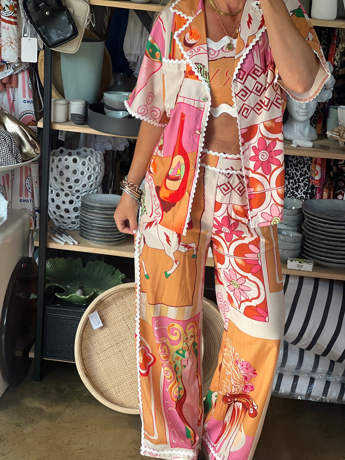 Mediterranean 3 Piece Pant, Shirt & Top Set