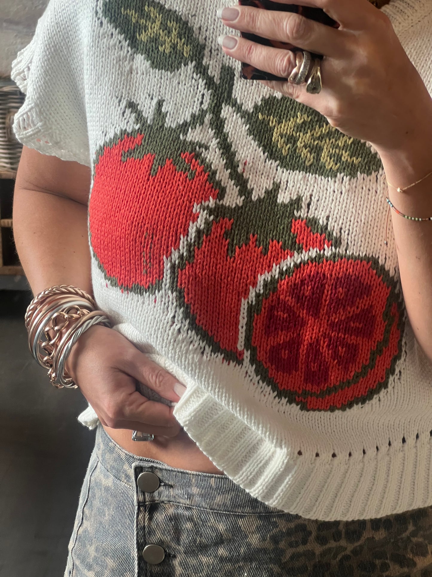 Tomato Short Seeve Knit Sweater