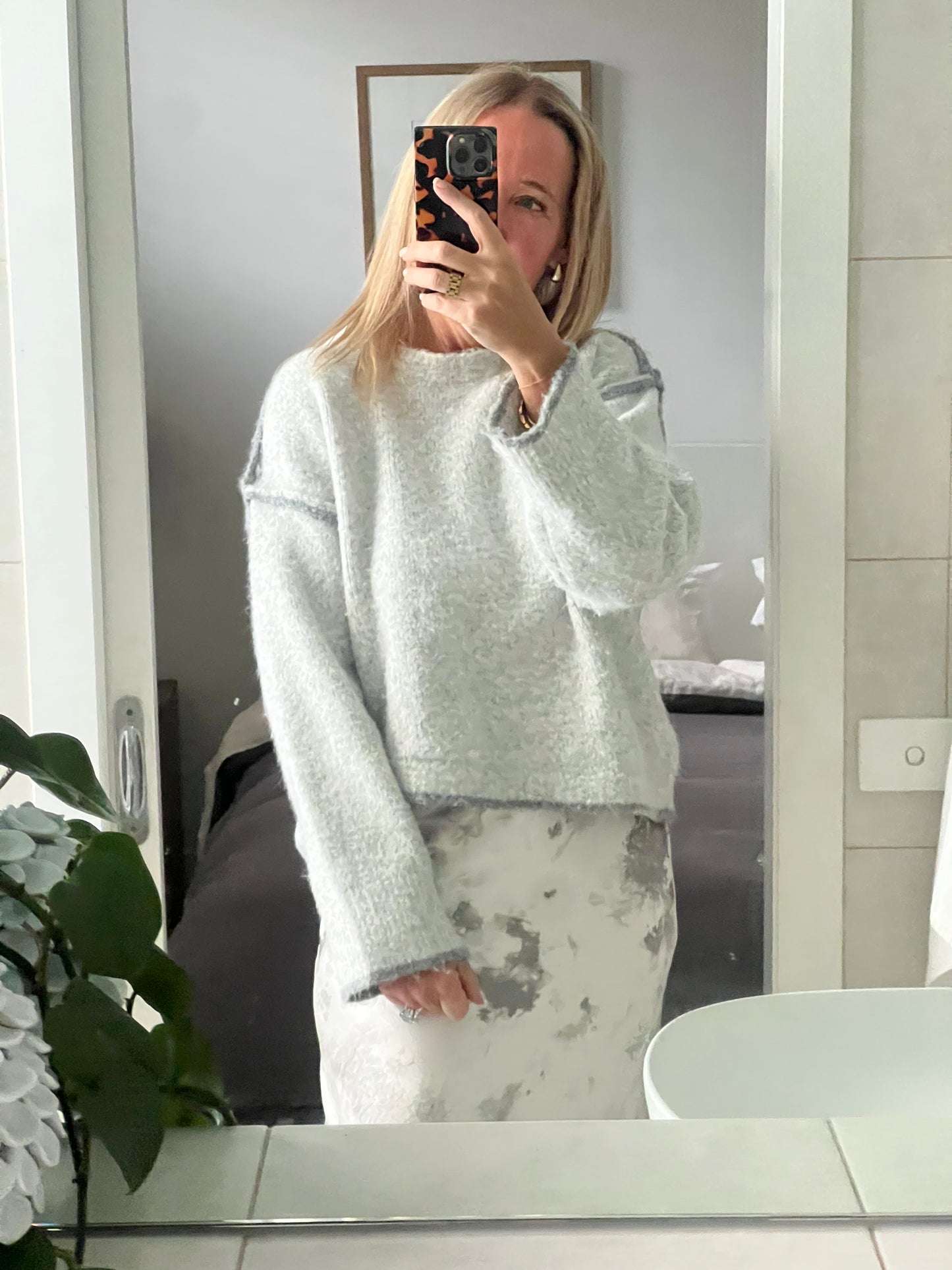 Asymmetric Hem Jumper - marle grey
