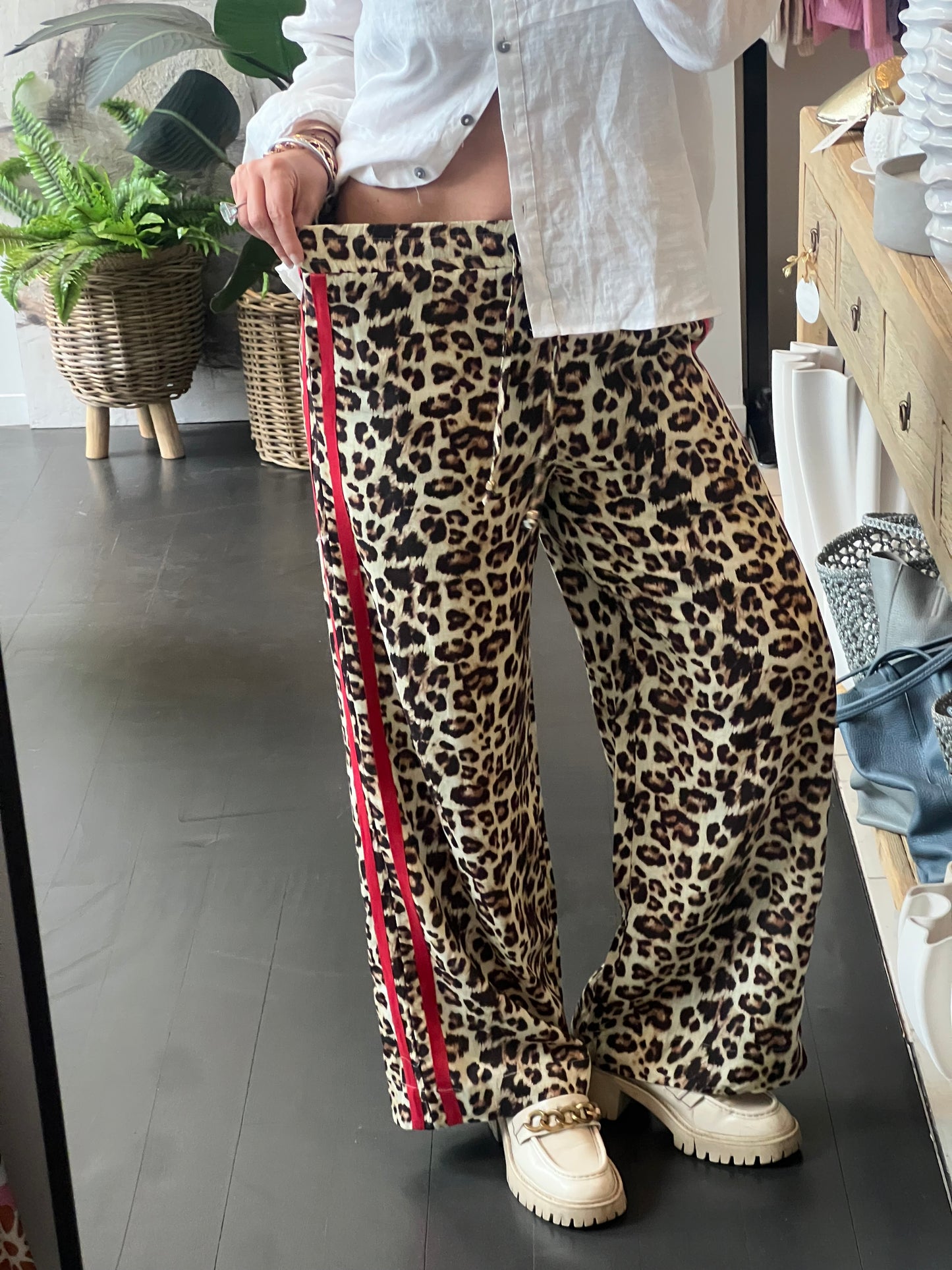 Racer Lounge Pants- leopard linen