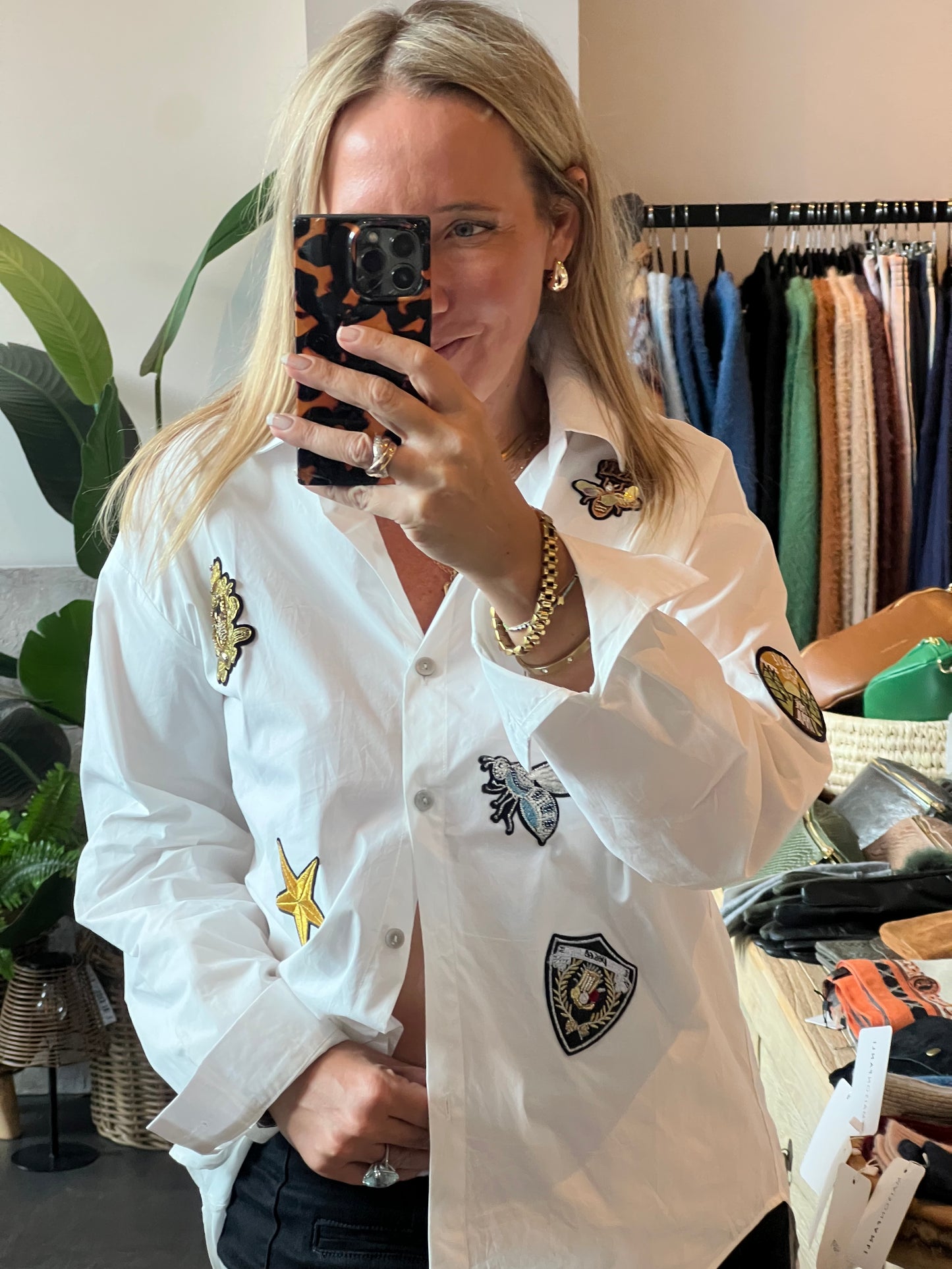 Queen Bee Appliqué Cotton Shirt