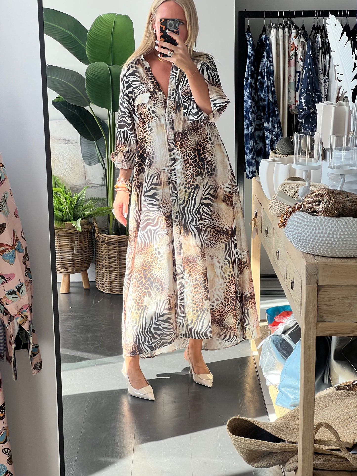 Reptile Maxi Shirt Dress