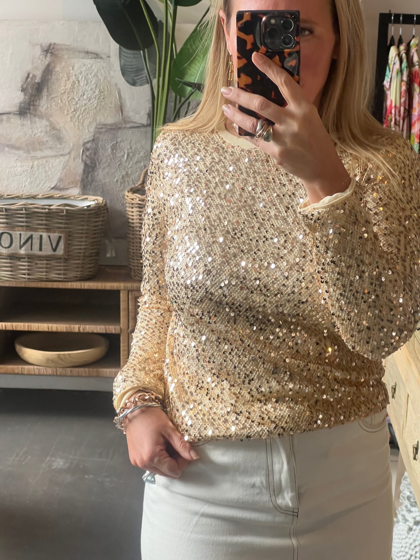 Twinkle Top - gold sequin