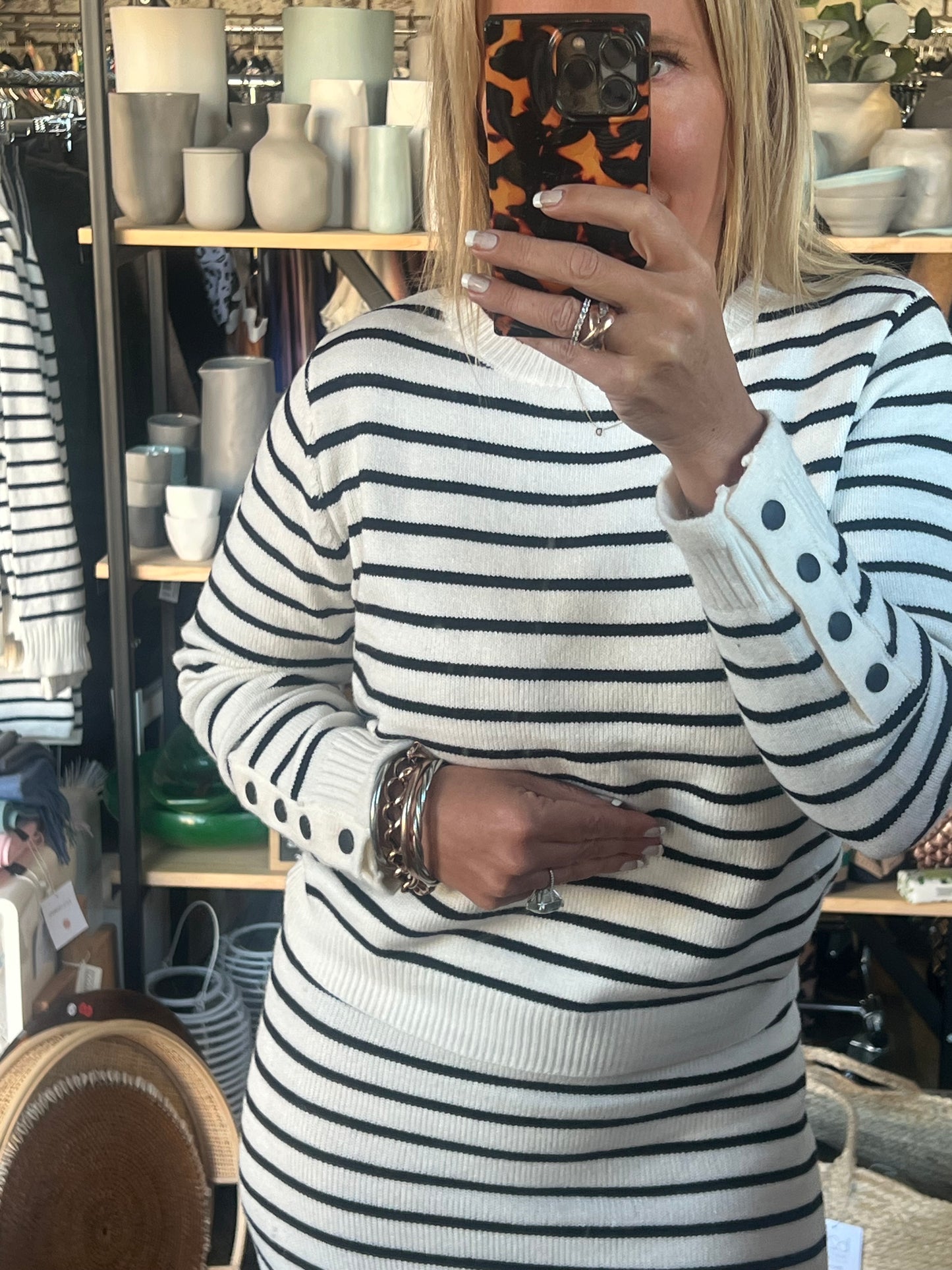 Stripe Sweater 2 Piece Skirt & Top Set