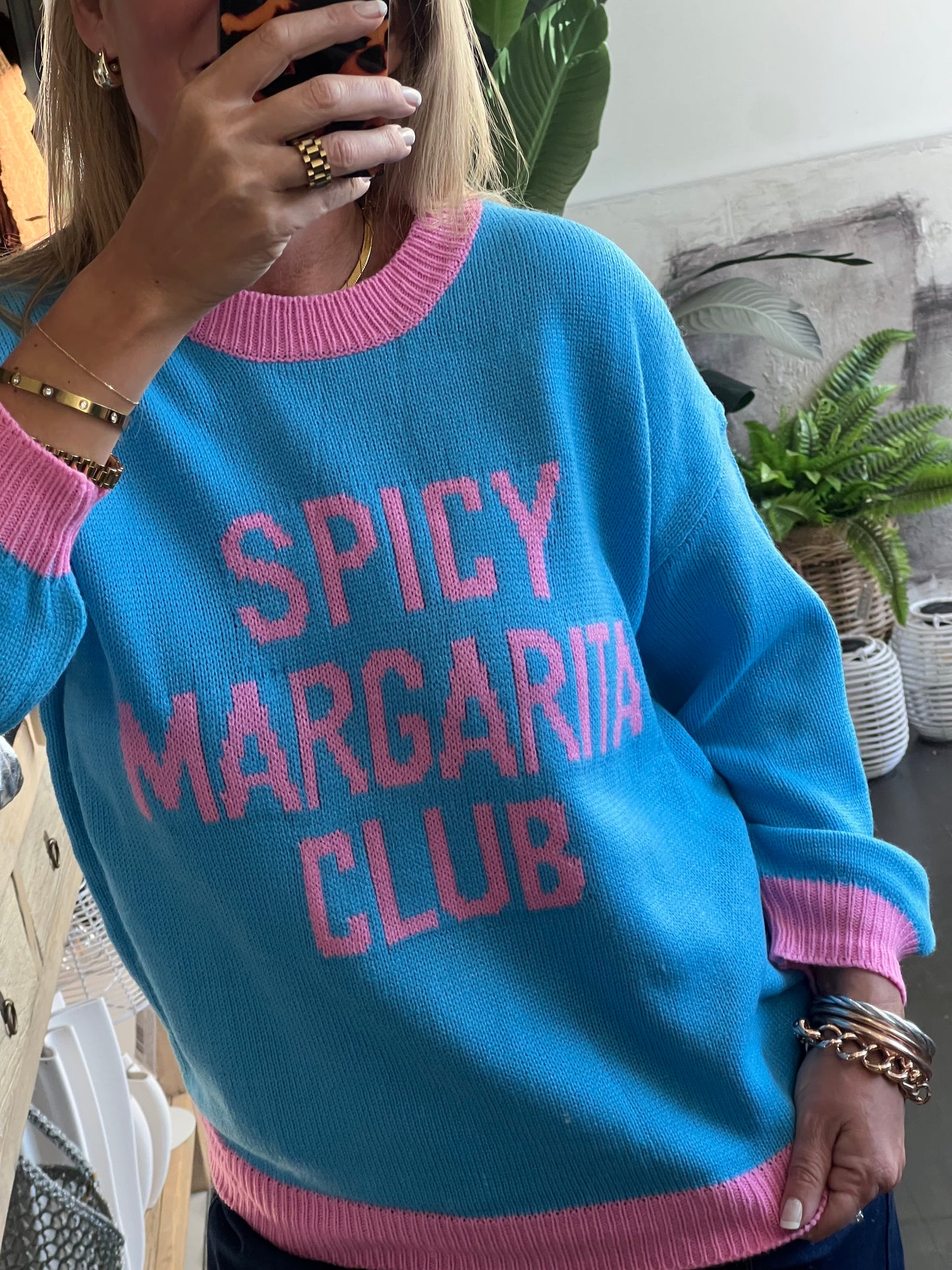 Spicy Margs Knit Sweater - aqua