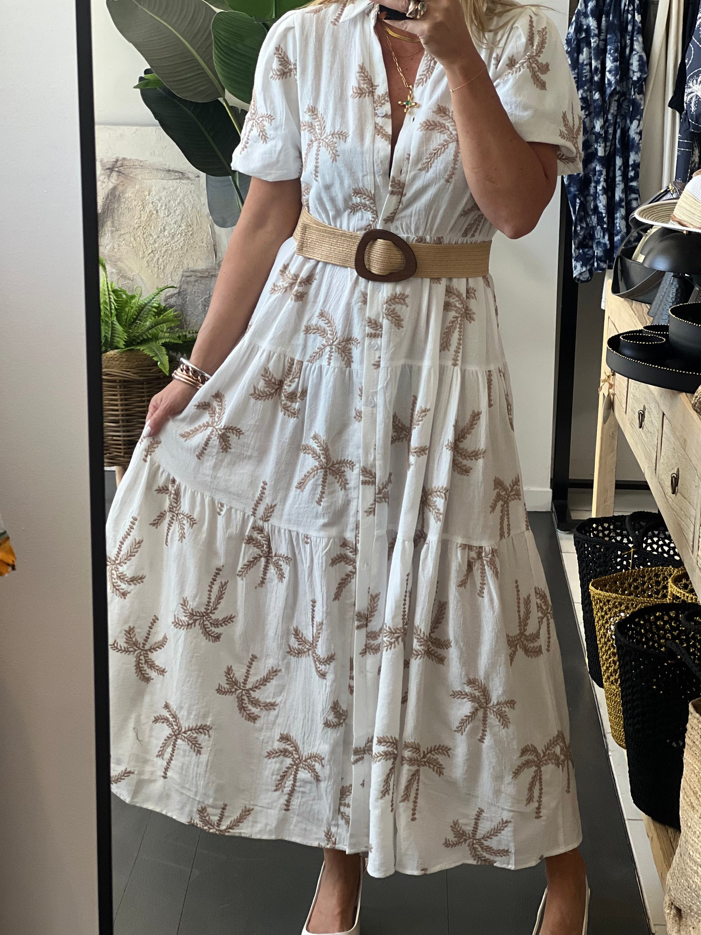 Palm Cove Embroidered Shirt Dress