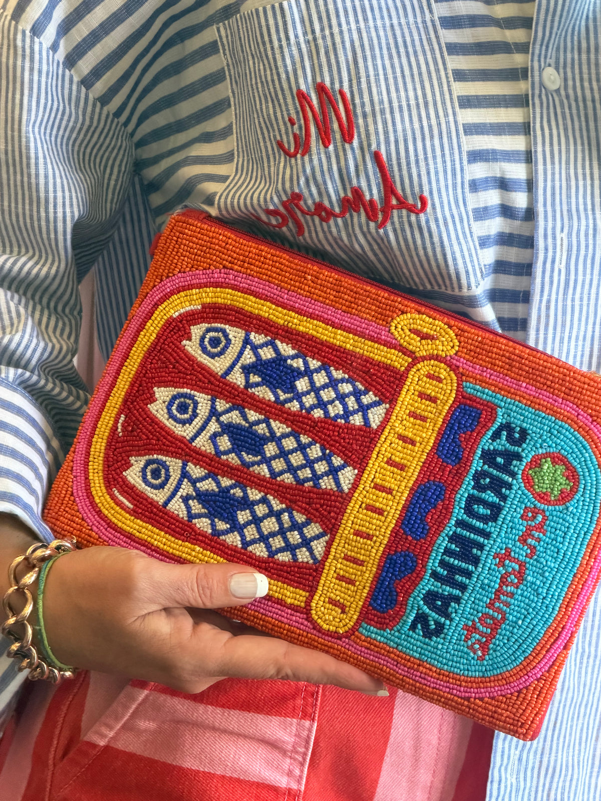 Sardines beaded Clutch Bag