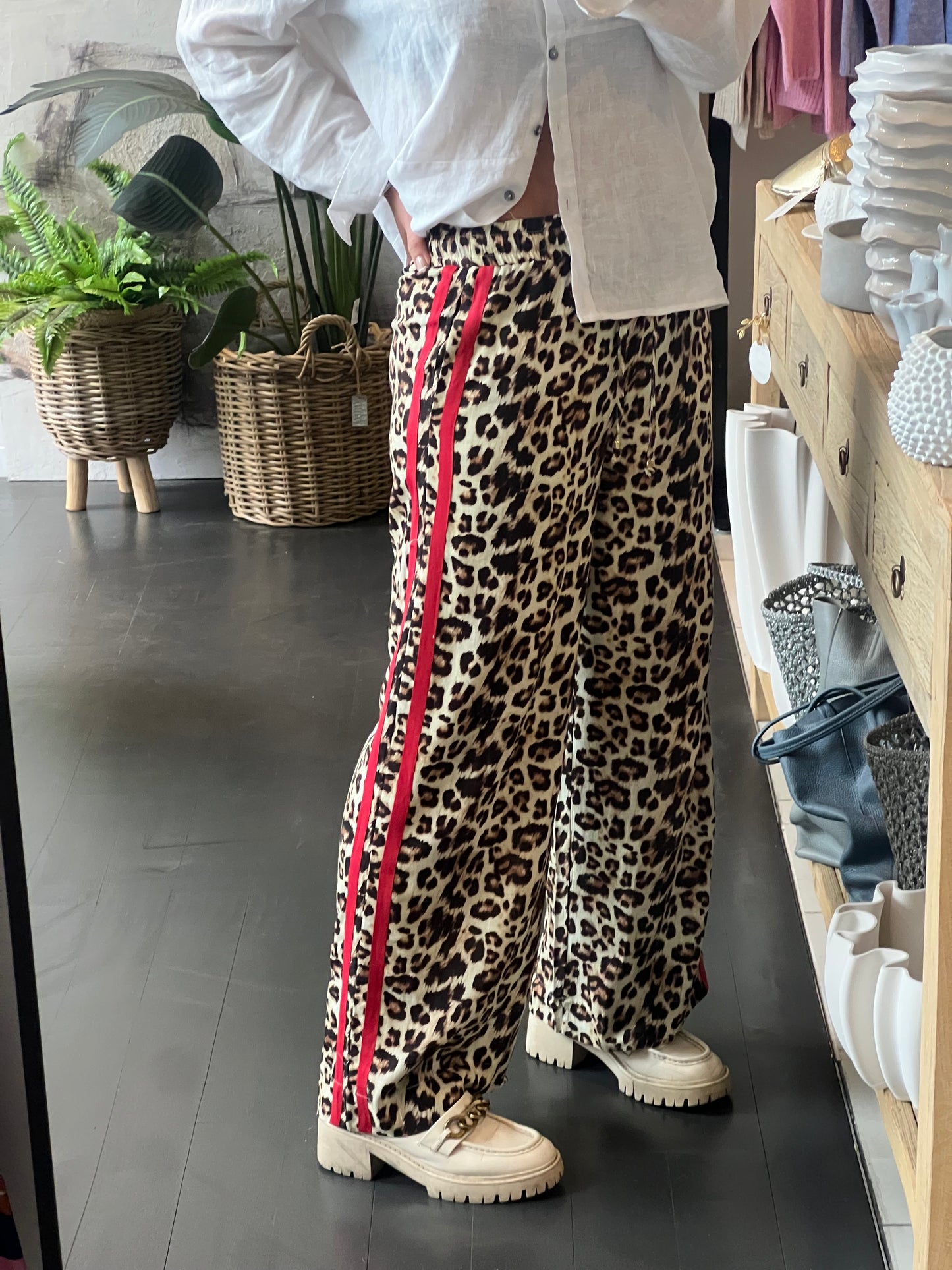 Racer Lounge Pants- leopard linen