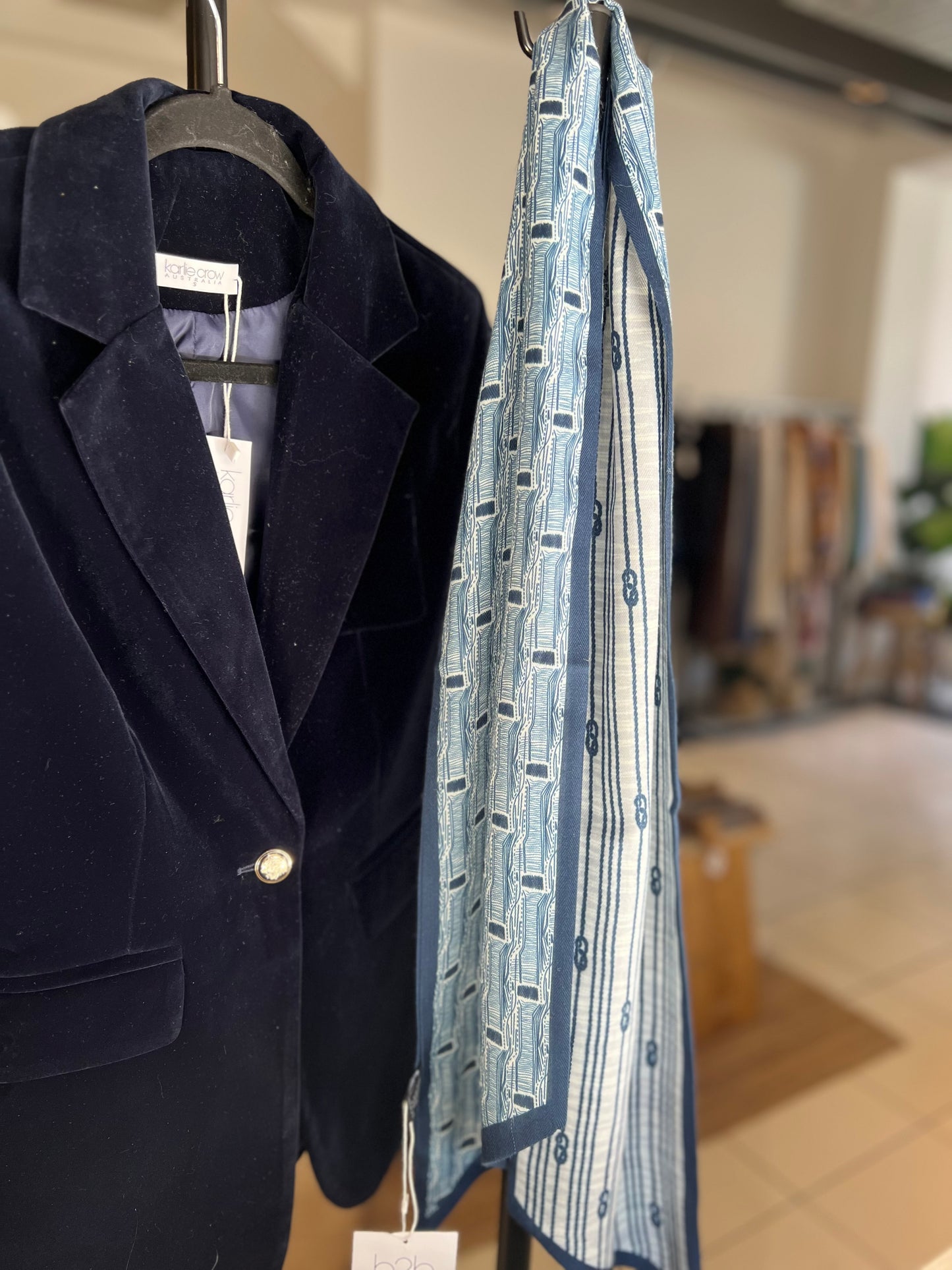 Neck Scarf Velvet & Cashmere- nautical Navy
