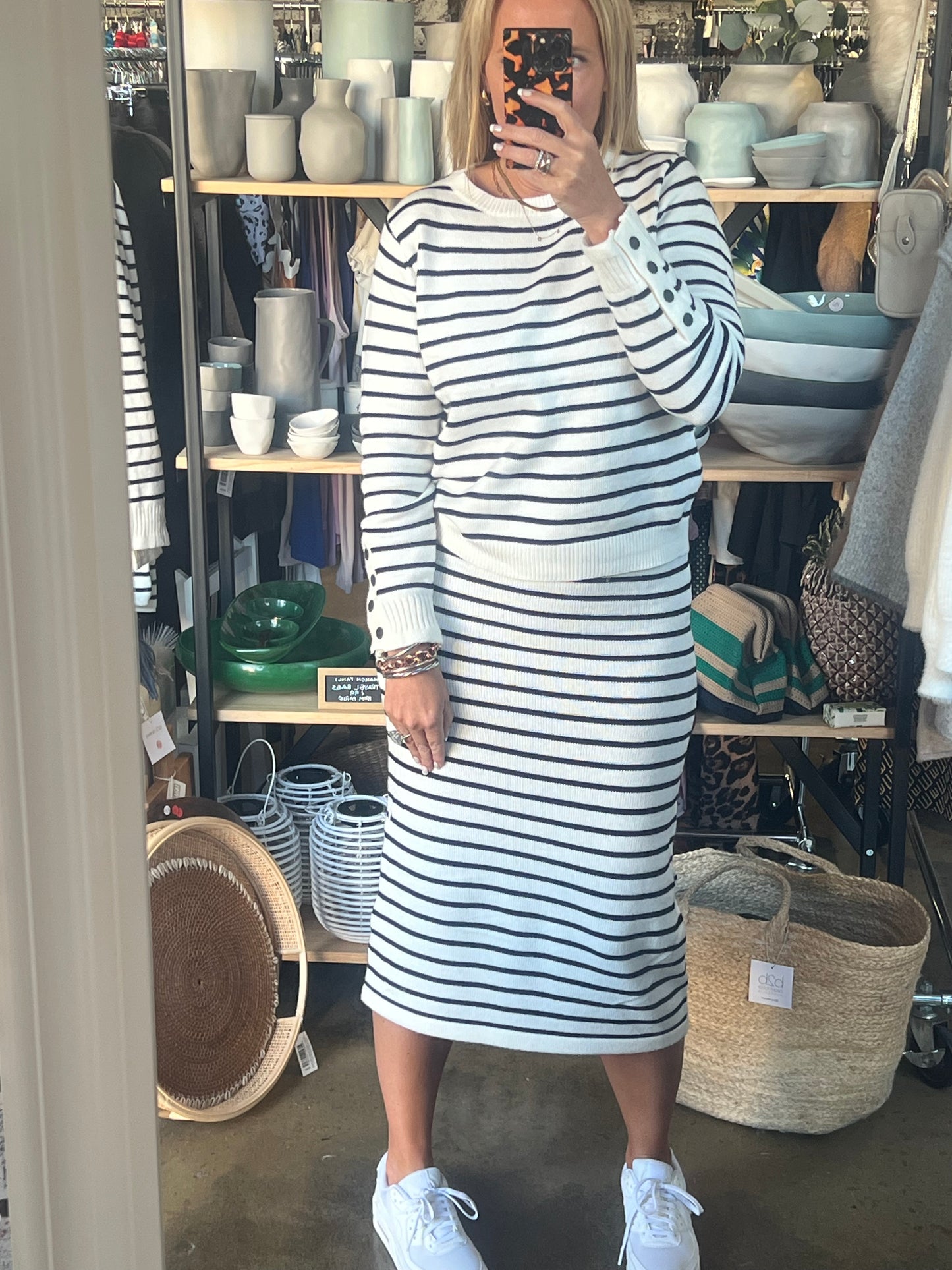 Stripe Sweater 2 Piece Skirt & Top Set