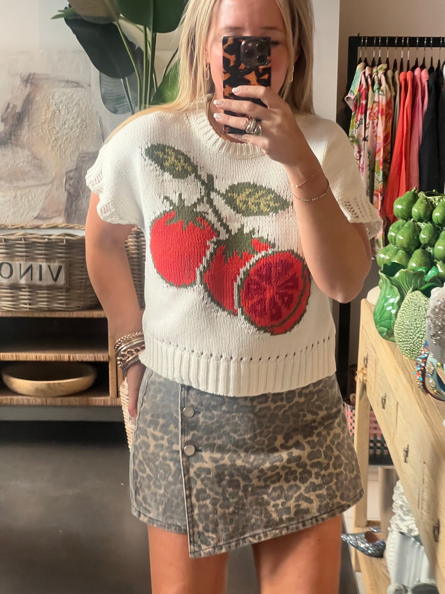 Tomato Short Seeve Knit Sweater