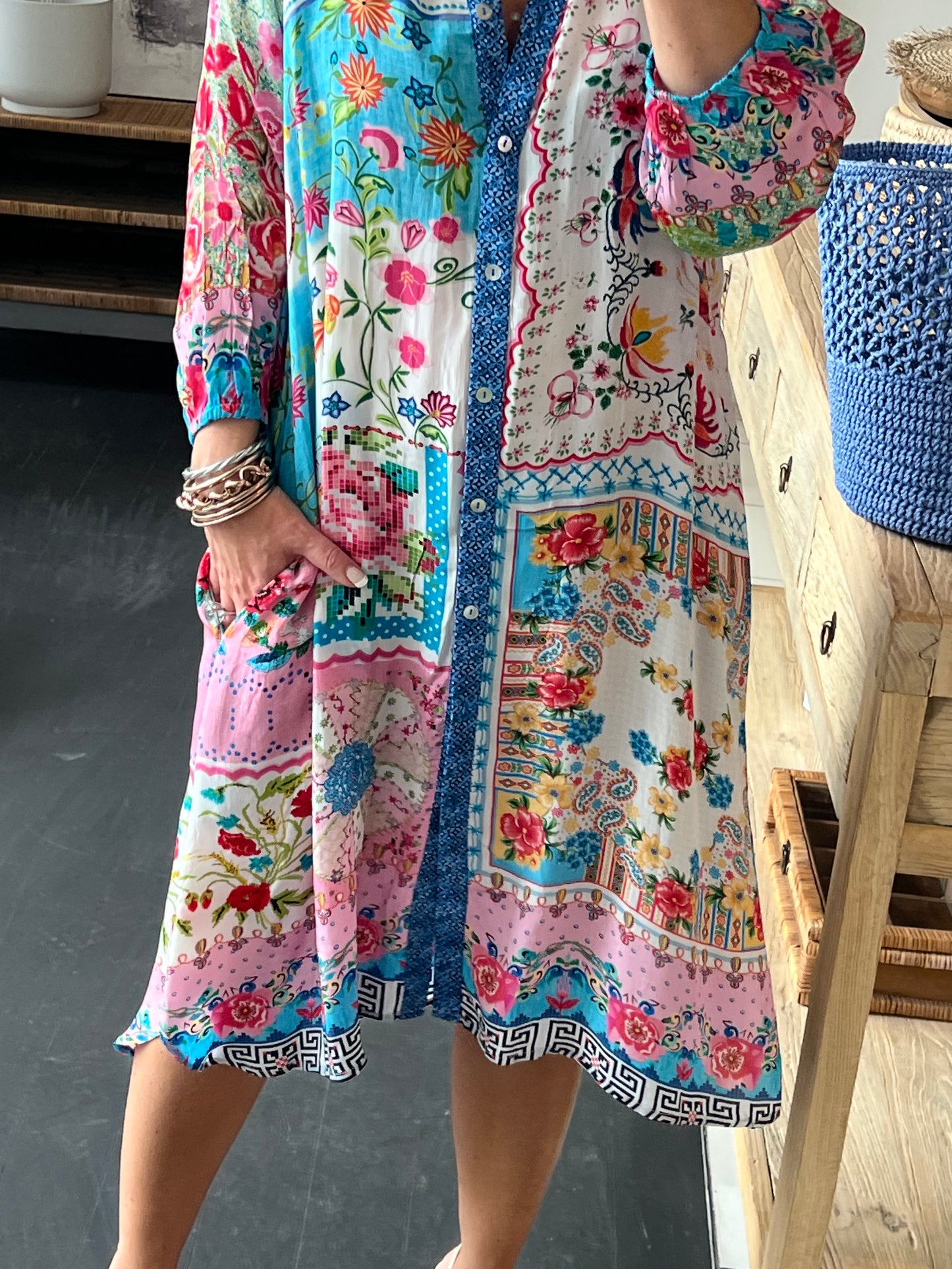 Slinky Resort Shirt Dress - carnival