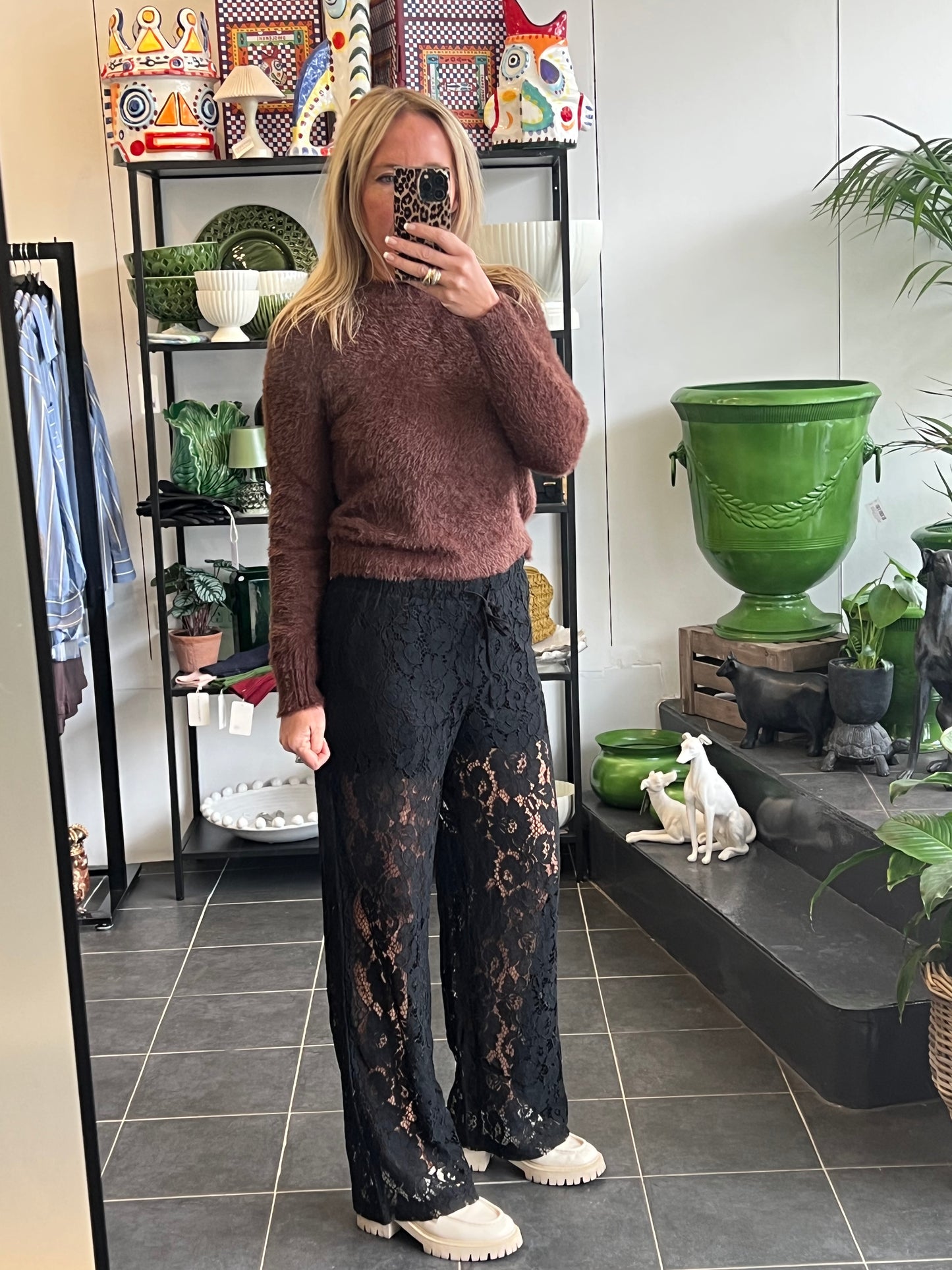 Lace Lounge Pants - pull on drawstring