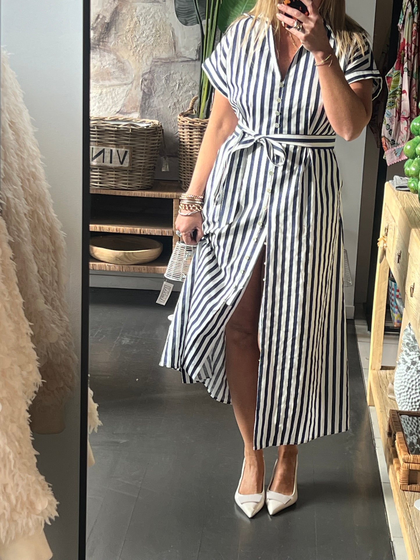 Shirt Dress Navy Stripe
