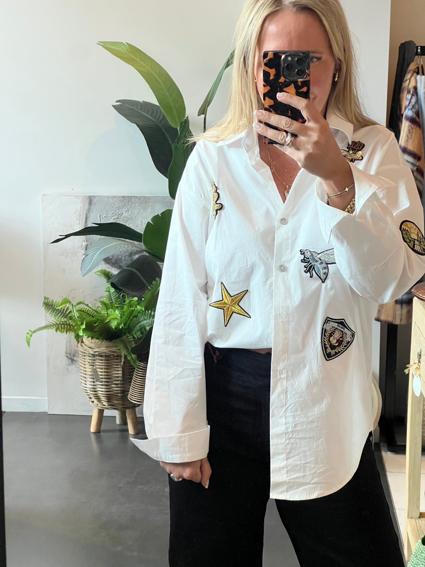 Queen Bee Appliqué Cotton Shirt