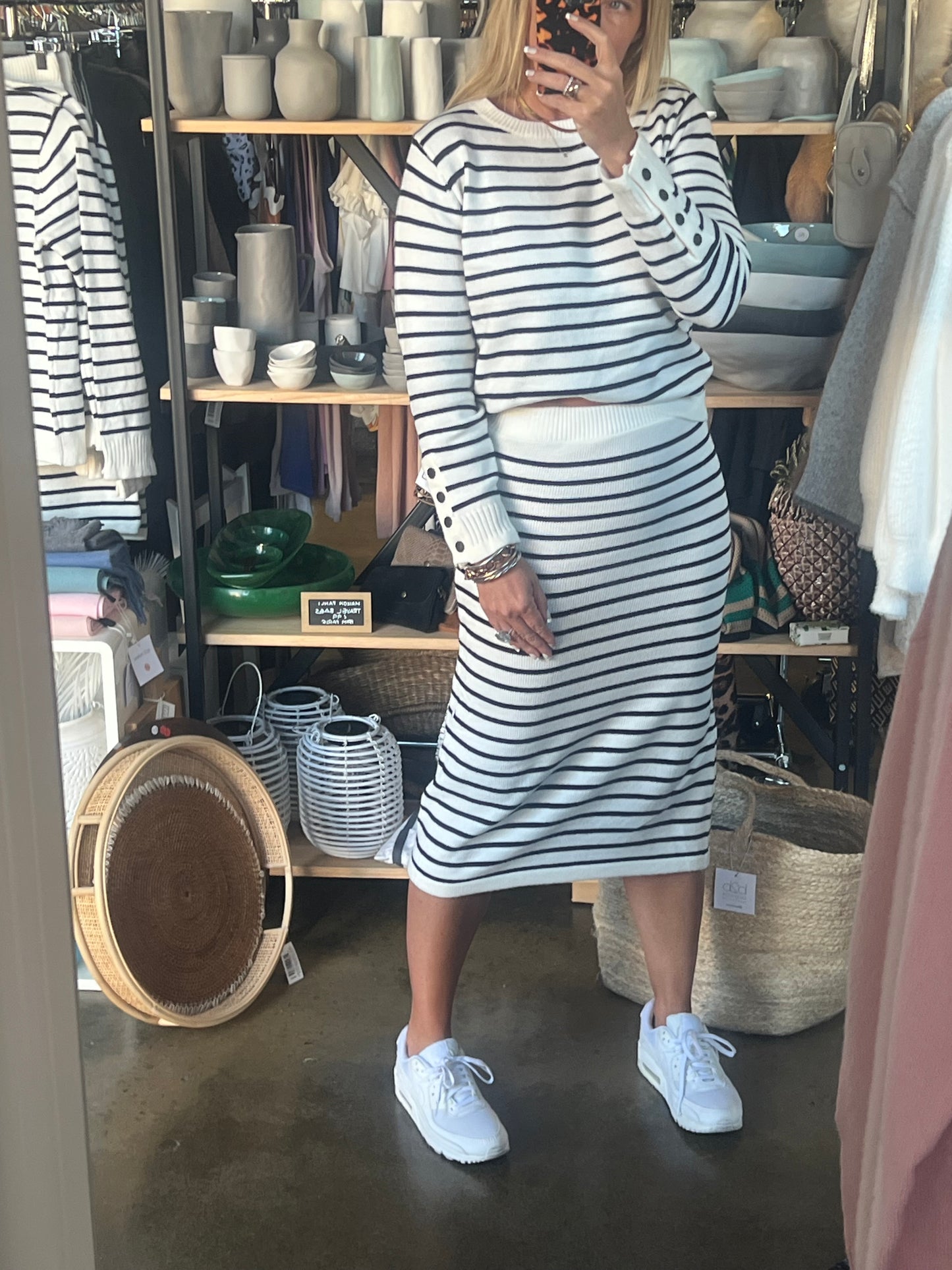 Stripe Sweater 2 Piece Skirt & Top Set