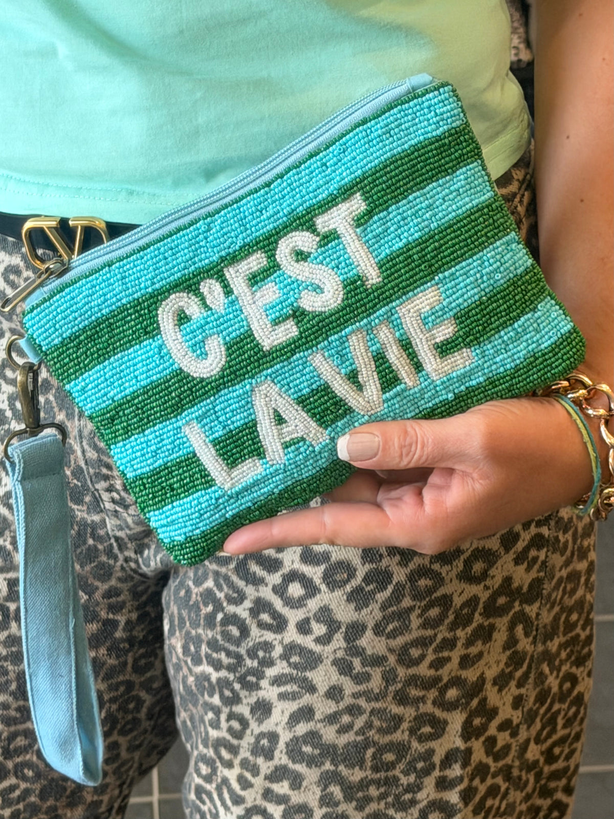 C'est la vie Beaded Clutch pouch Bag