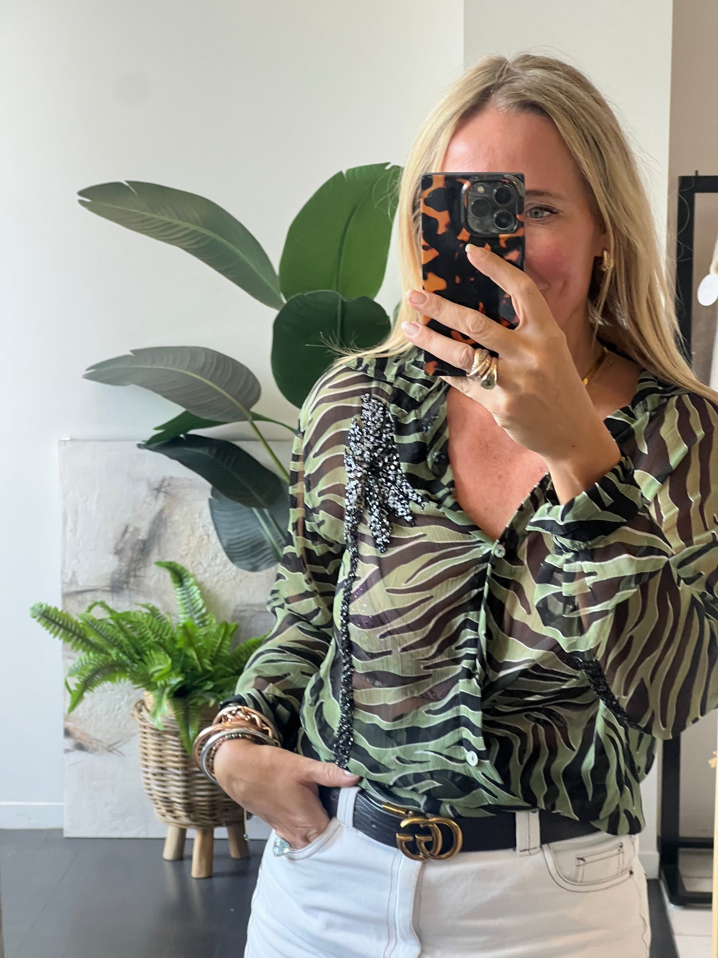 Palm Tree beaded Embelished Shirt