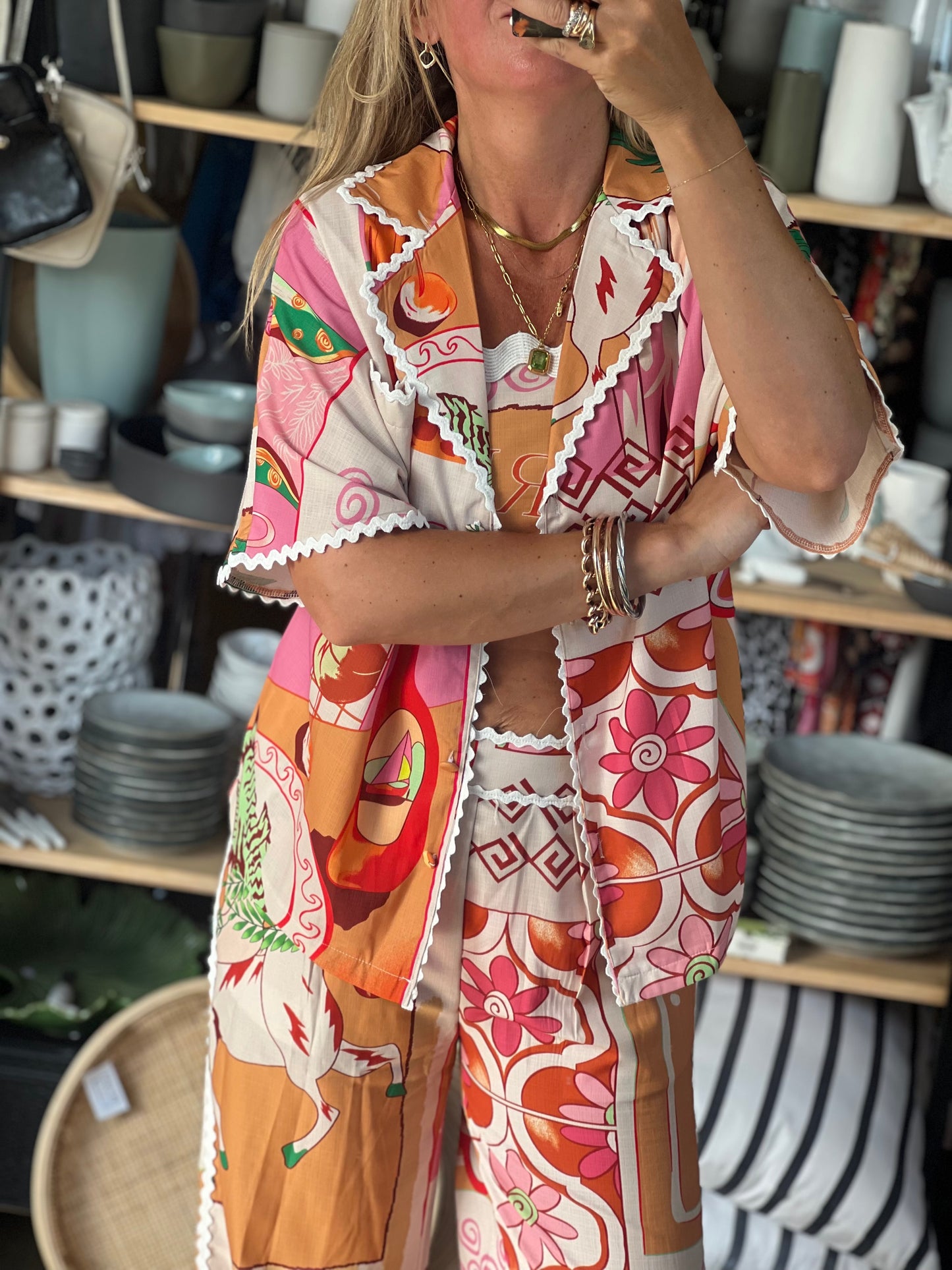 Mediterranean 3 Piece Pant, Shirt & Top Set
