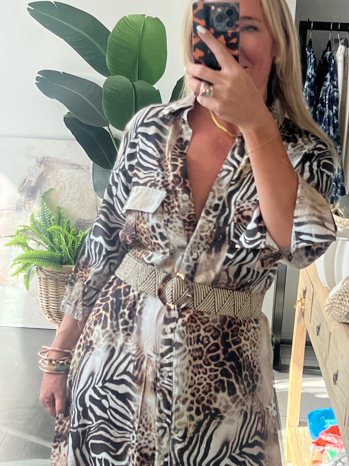 Reptile Maxi Shirt Dress