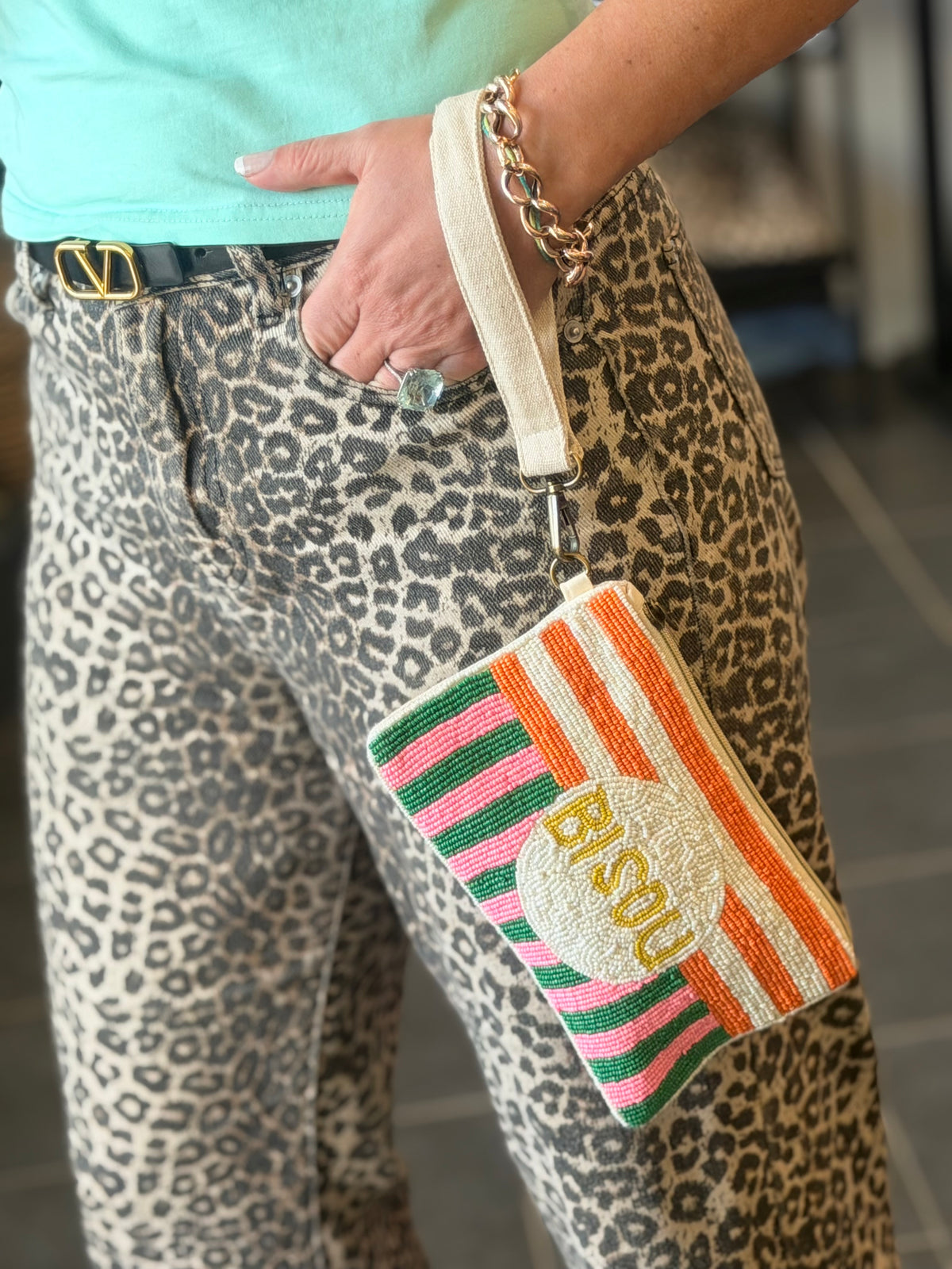 Bisou Beaded Clutch pouch Bag