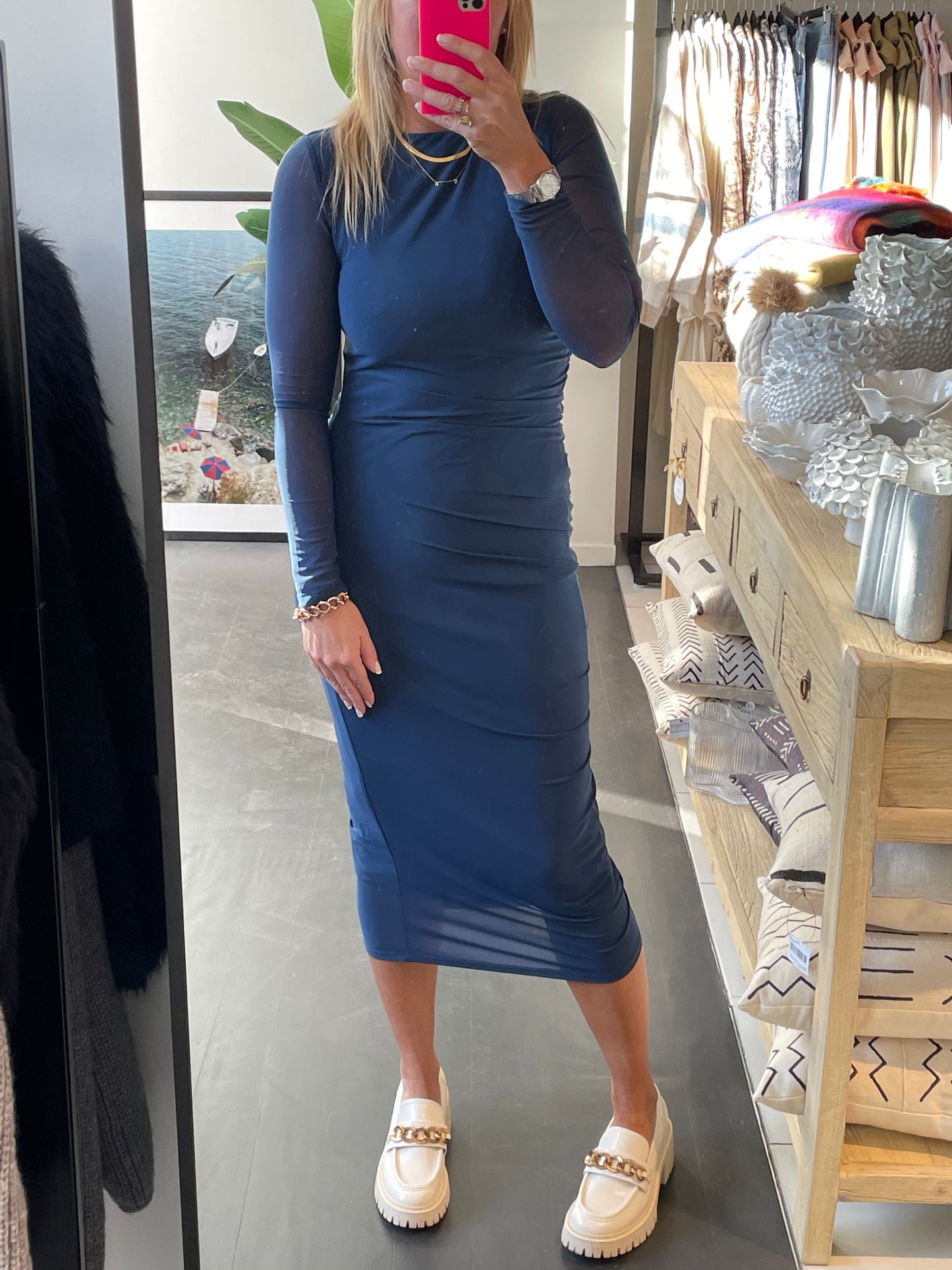 Sapphire Long Sleeve Midi Dress