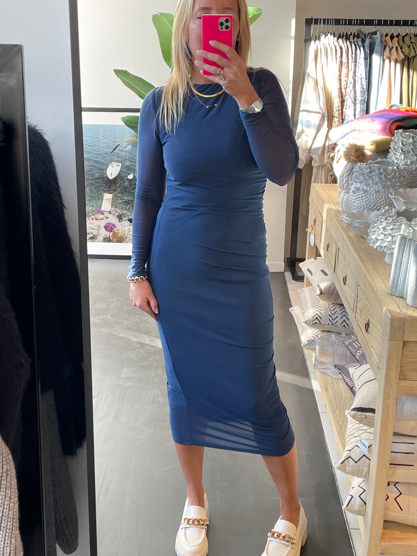 Sapphire Long Sleeve Midi Dress