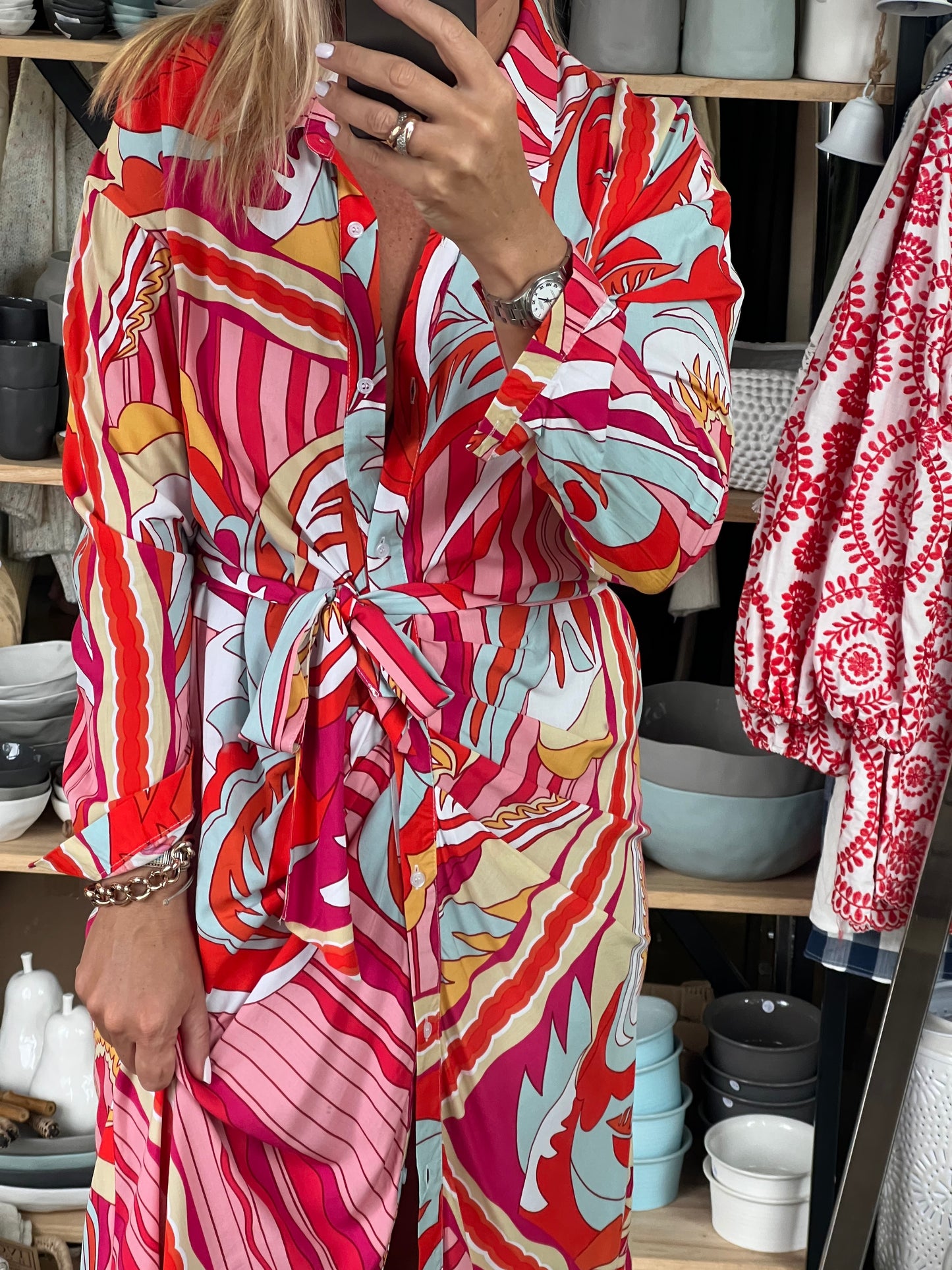 Cotton Swirl Shirt Dress