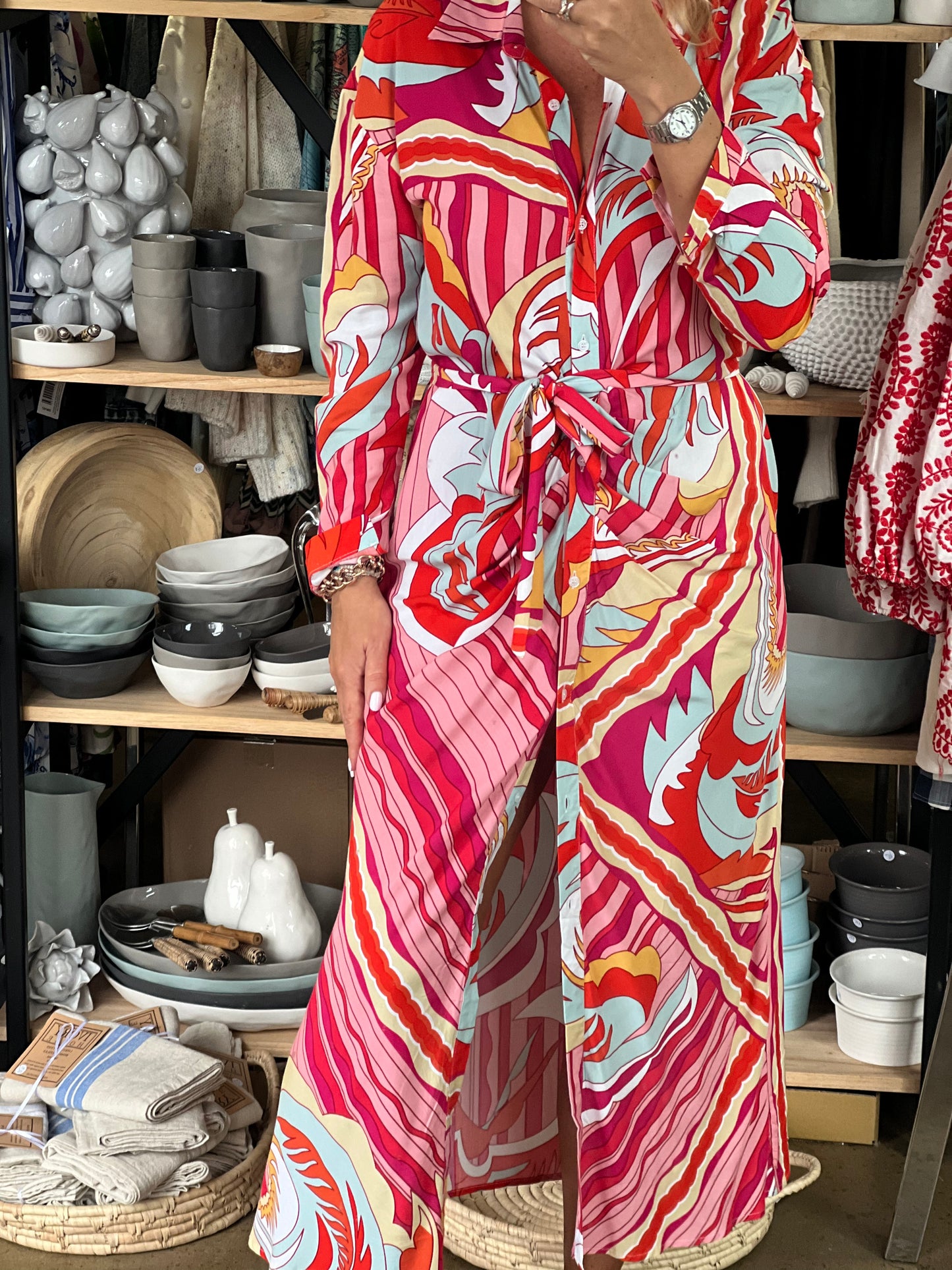 Cotton Swirl Shirt Dress