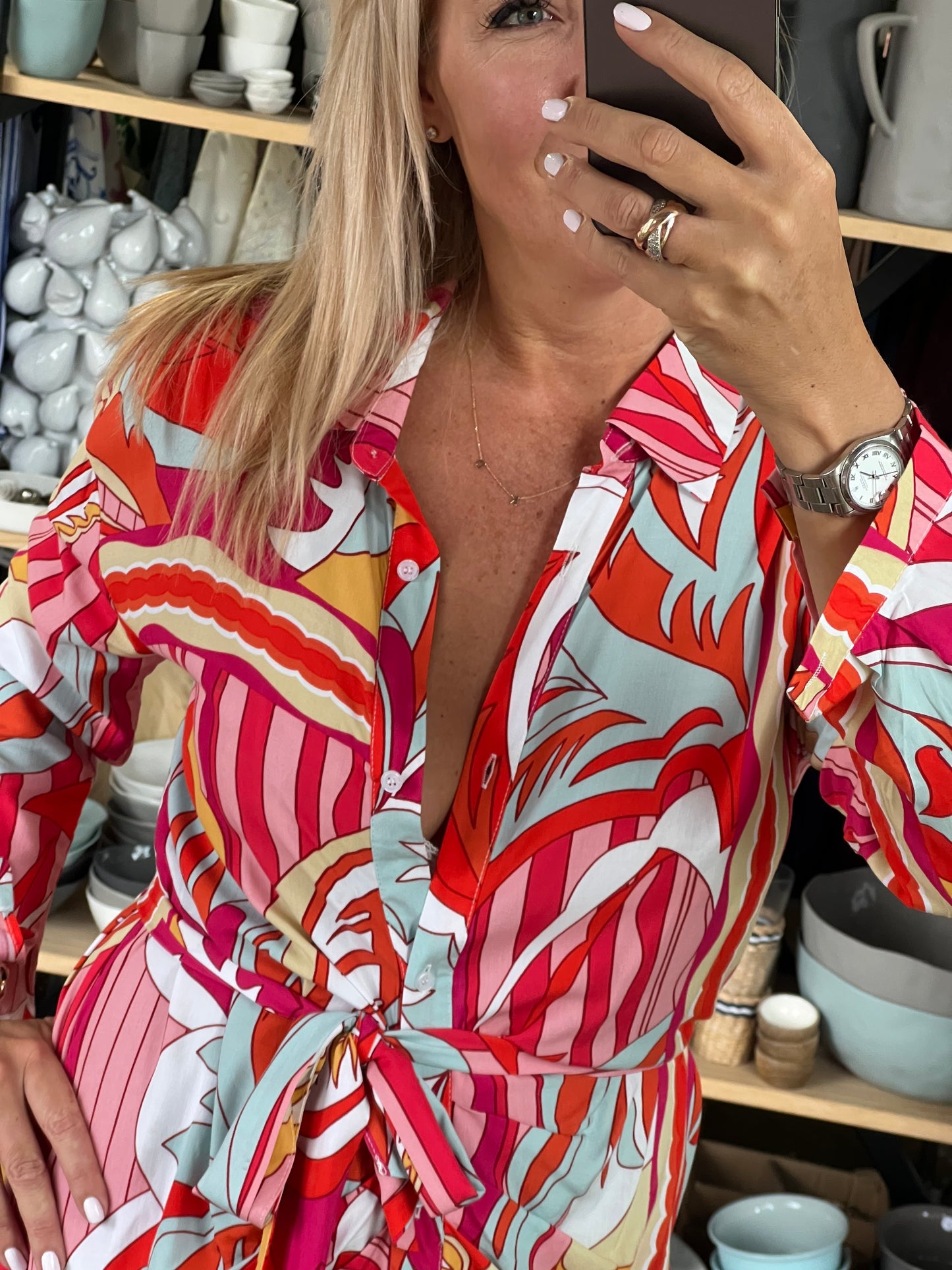 Cotton Swirl Shirt Dress