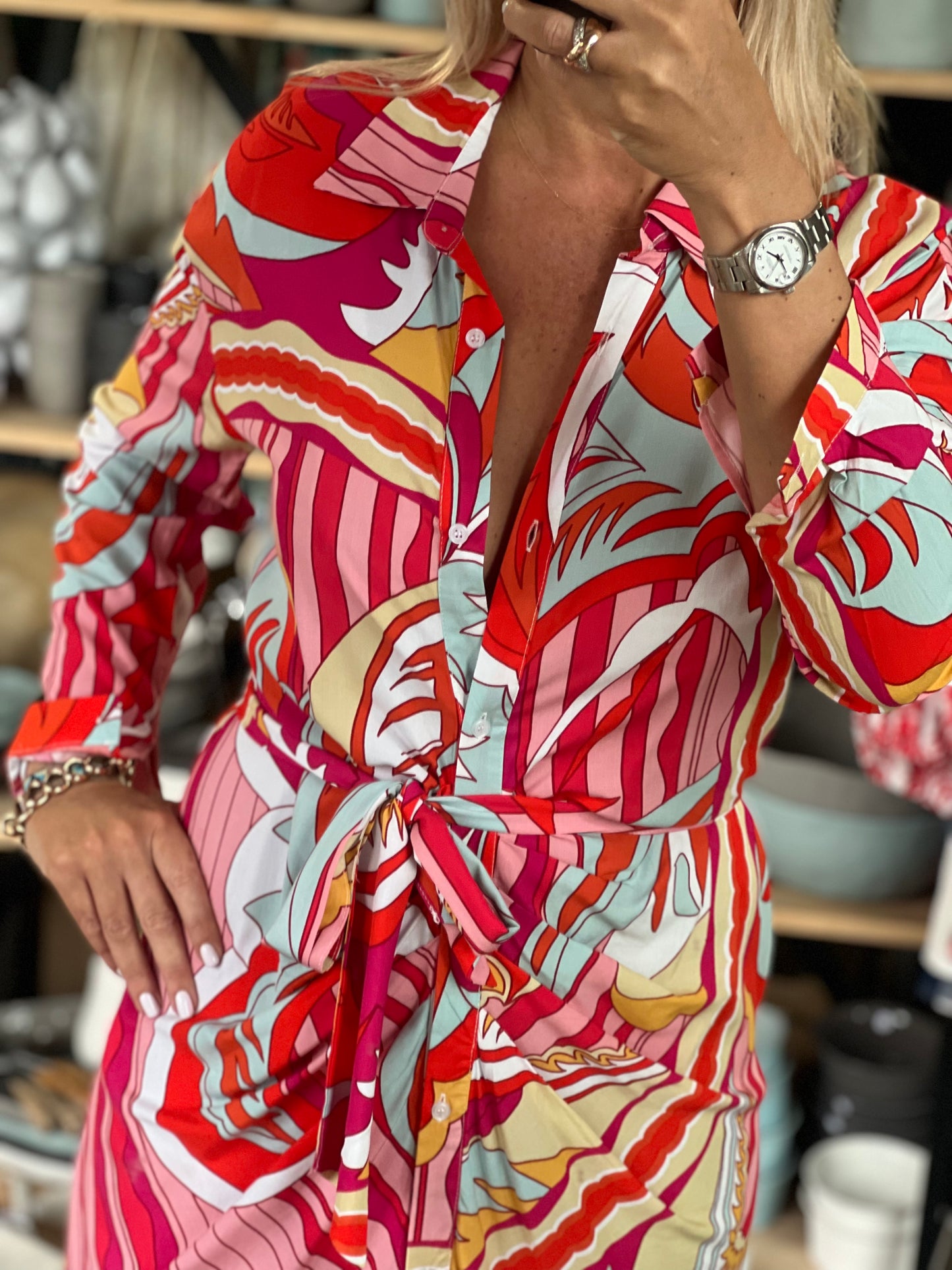 Cotton Swirl Shirt Dress