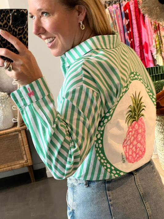 Stripe Pink Pineapple Shirt