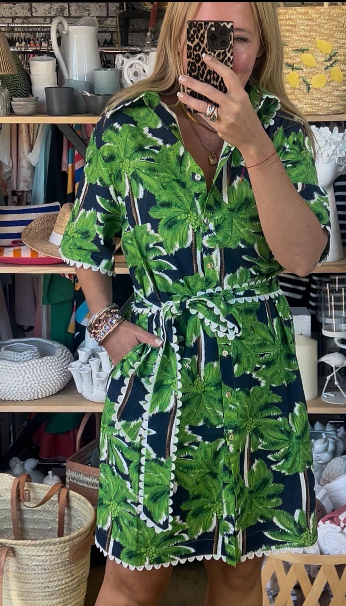 Palmy Shift Shirt Dress