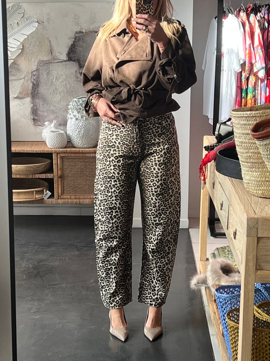 Leopard Barrel Jeans
