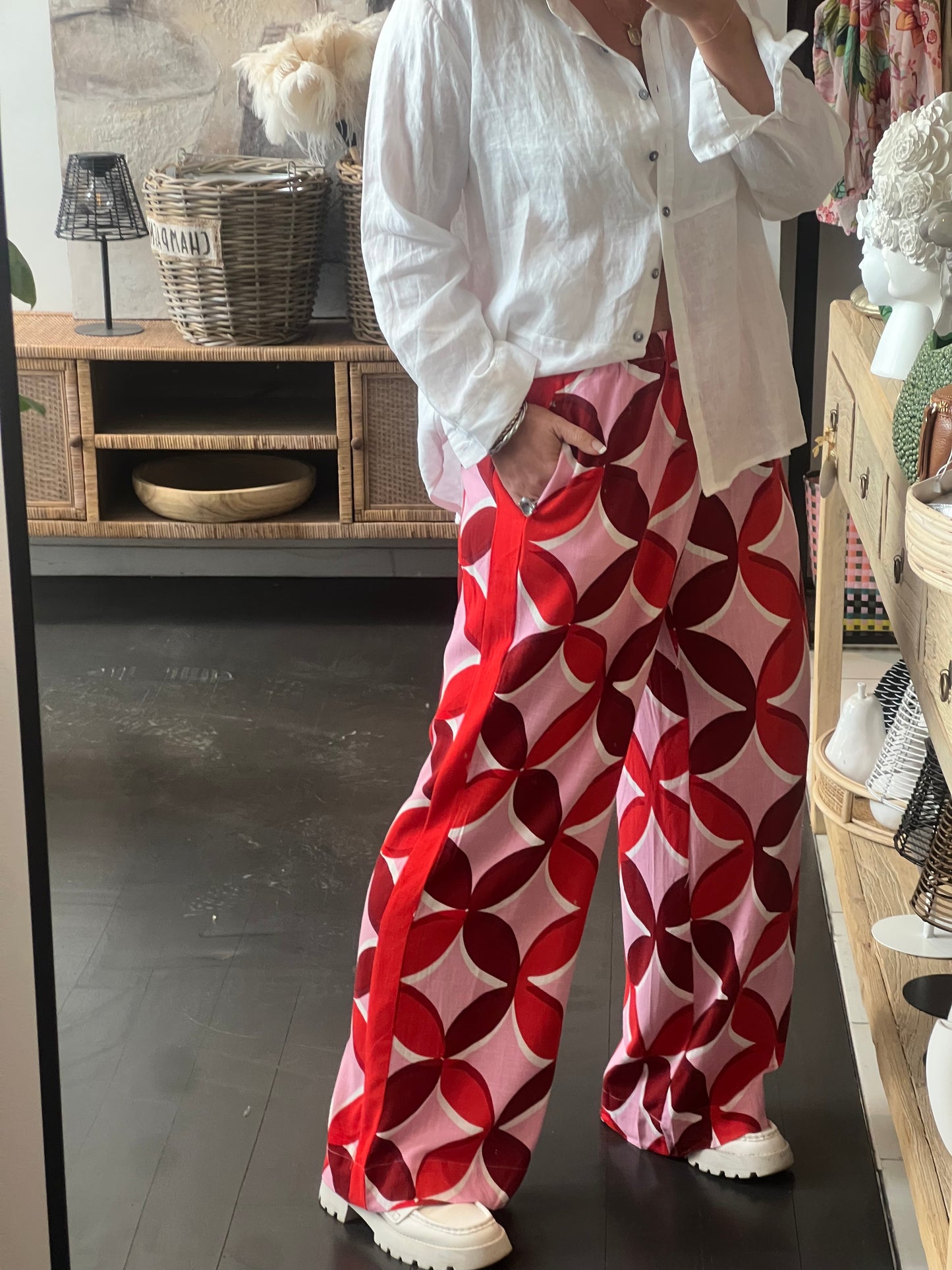 Retro Racer Lounge Pants- pink red