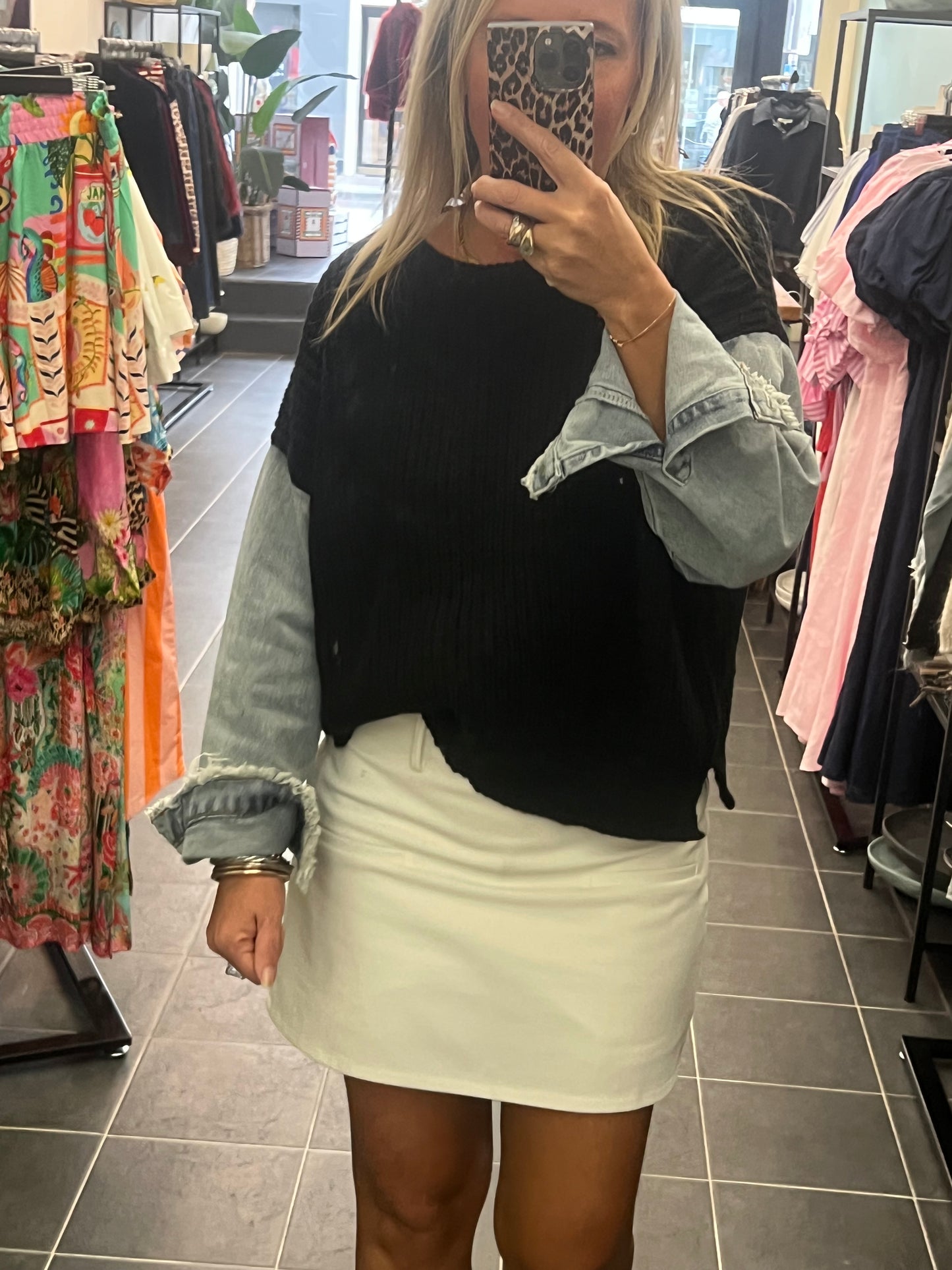 Denim Sleeve Knit