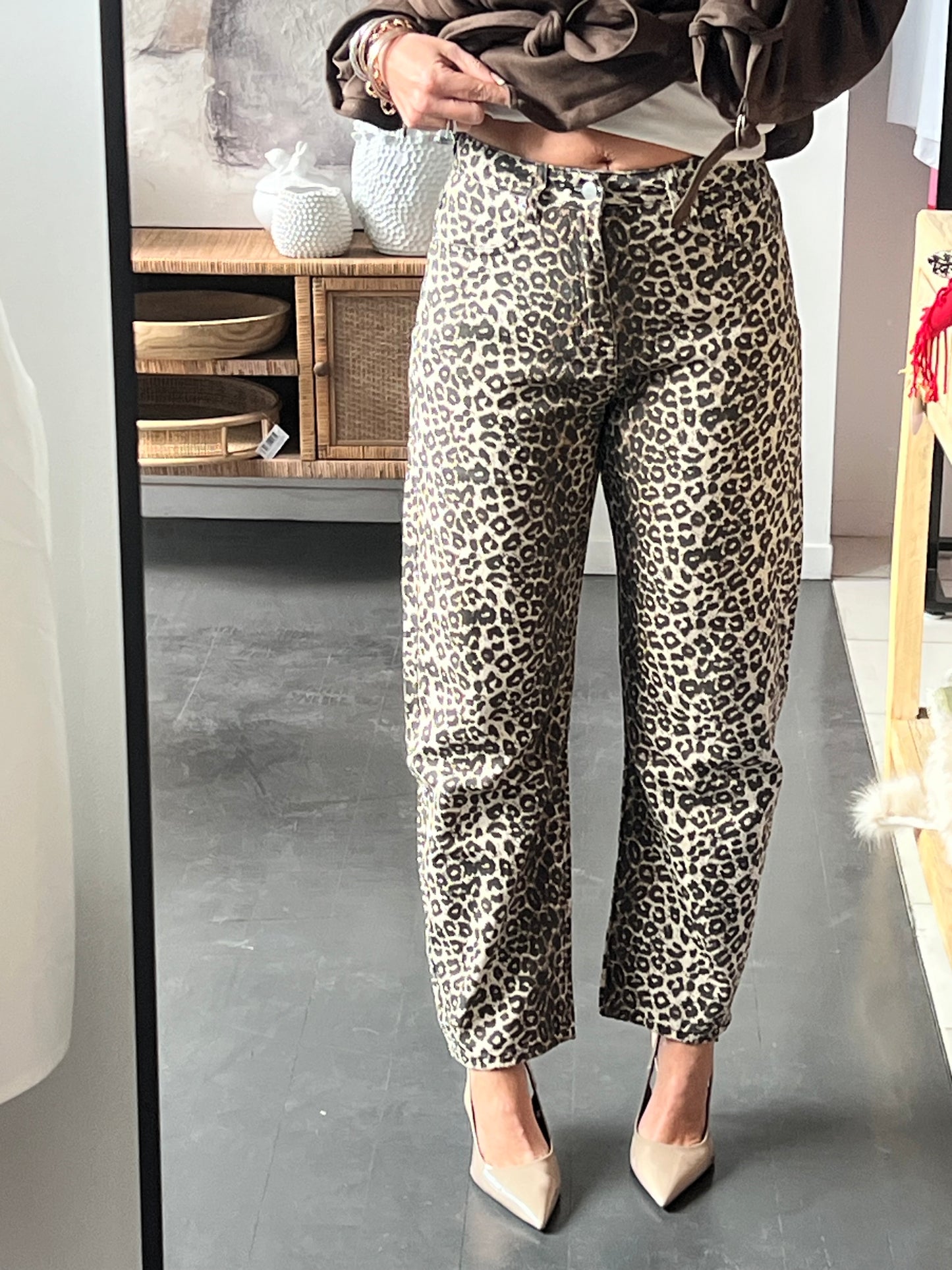 Leopard Barrel Jeans