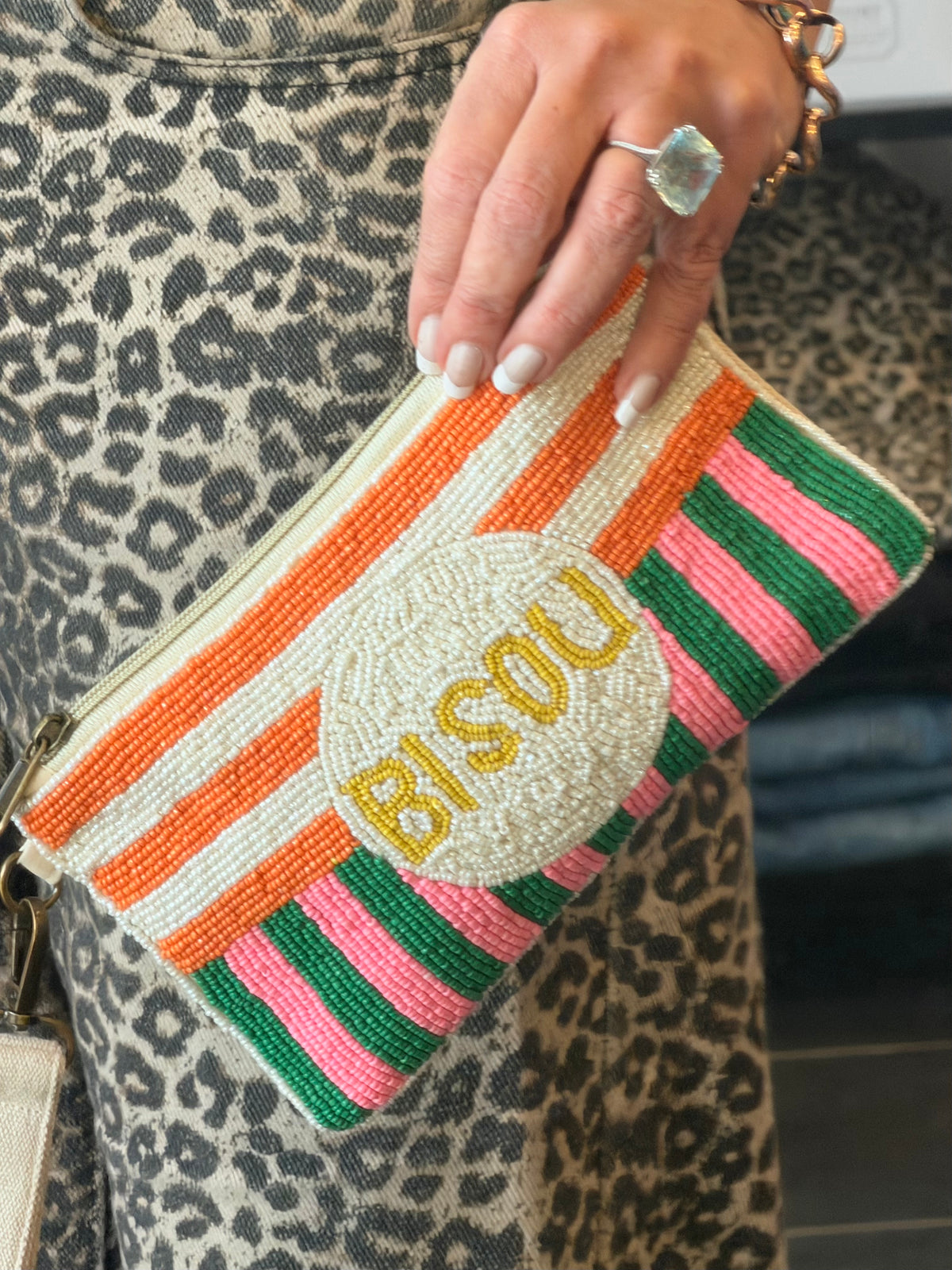 Bisou Beaded Clutch pouch Bag