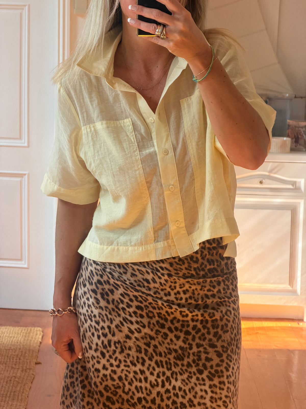 Crop Shirt Top- lemon yellow