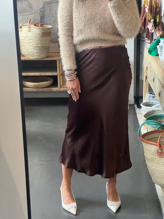 Slinky Midi Skirt - coco chocolate brown