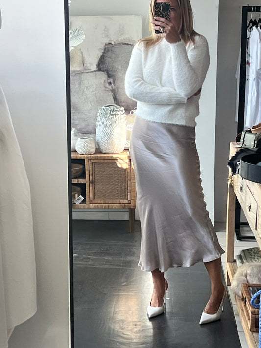 Slinky Midi Skirt - pearl