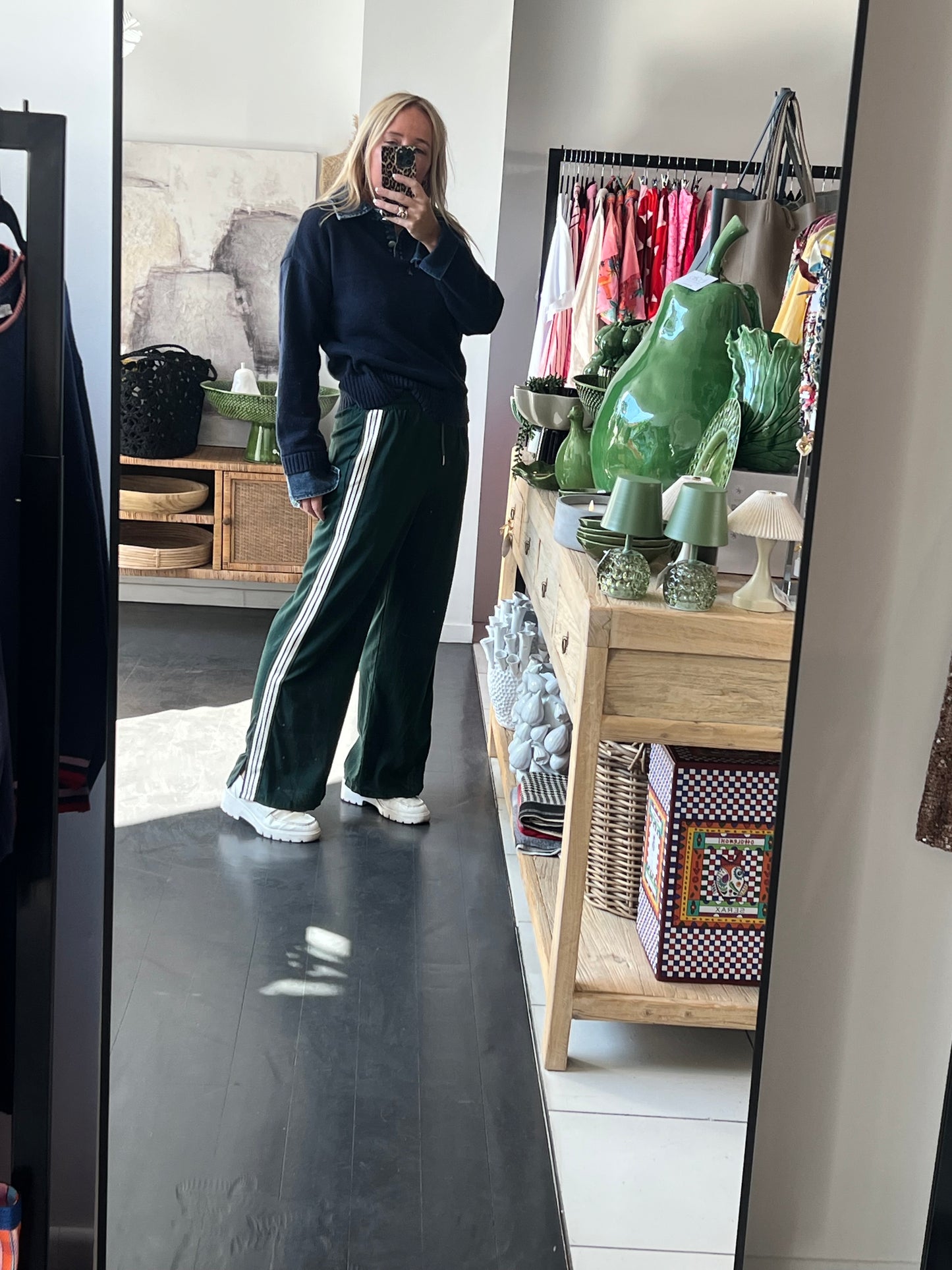 Stripe Lounge Pants- dark green