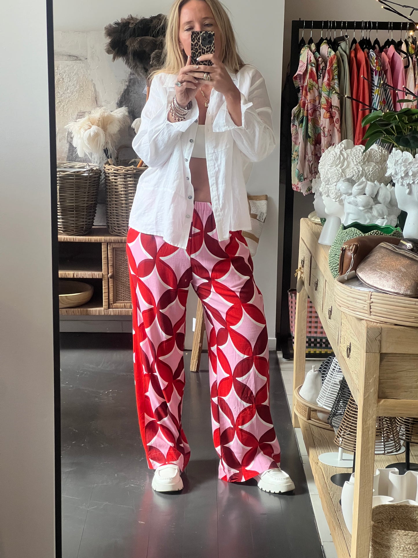 Retro Racer Lounge Pants- pink red