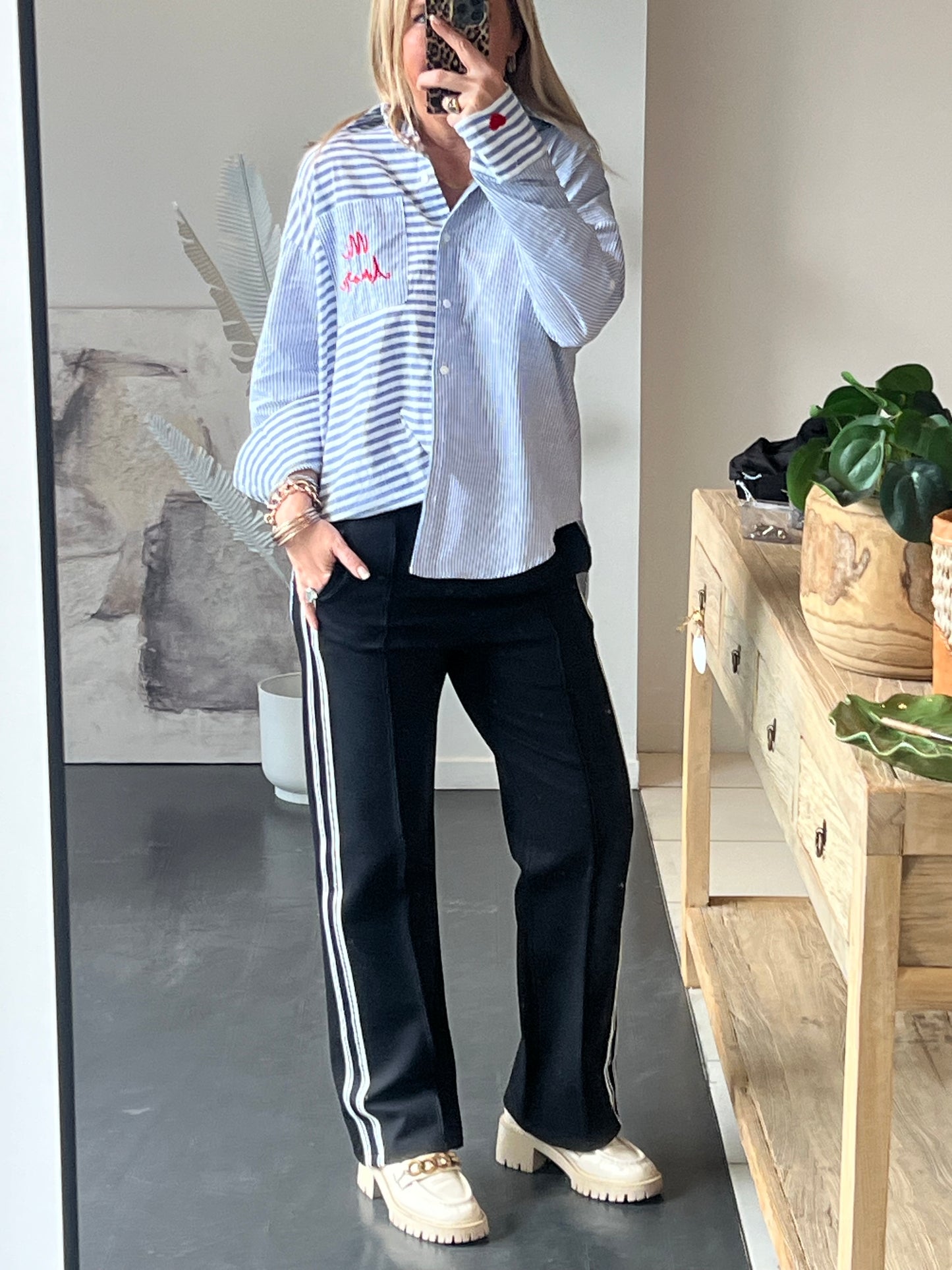 Mi Amore My Love stripe shirt