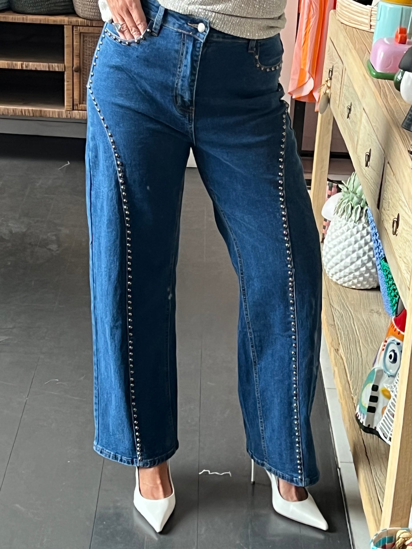 Studded Jeans - denim