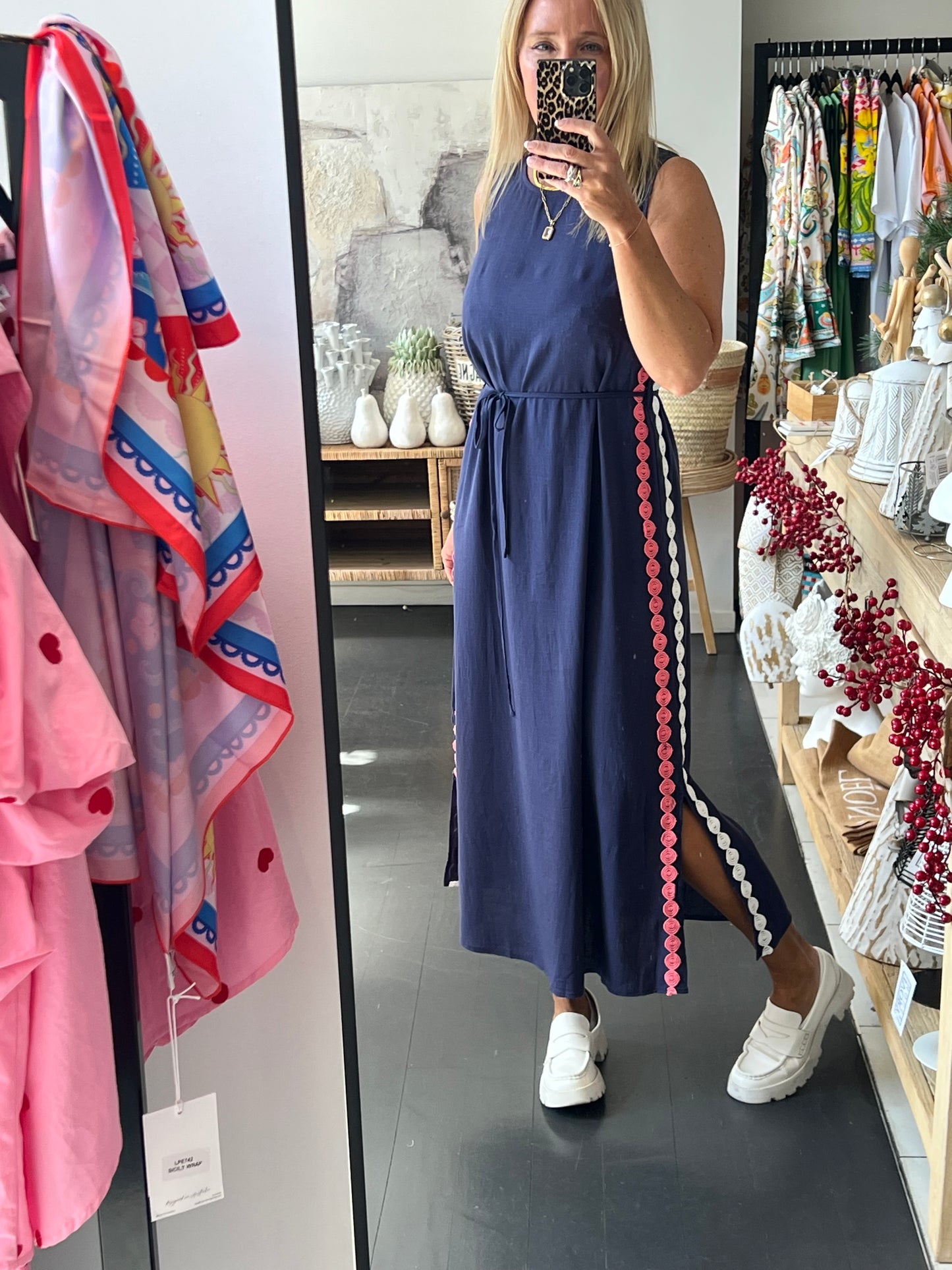 Sleeveless Shift Linen Maxi Dress